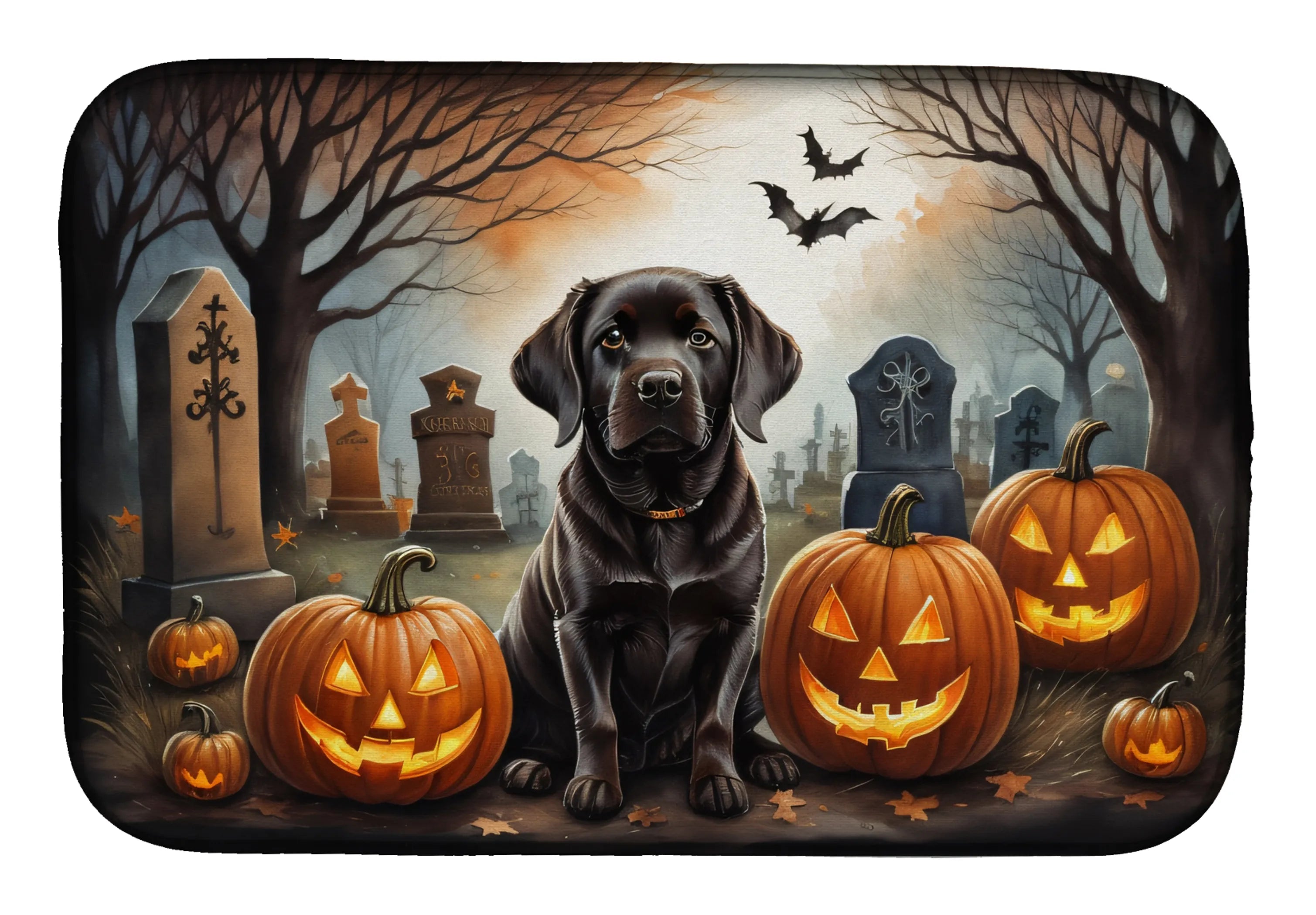 Spooky Halloween Dish Drying Mat - Size: 14  X 21" | Pack Of: 1 | Collection name: Spooky halloween