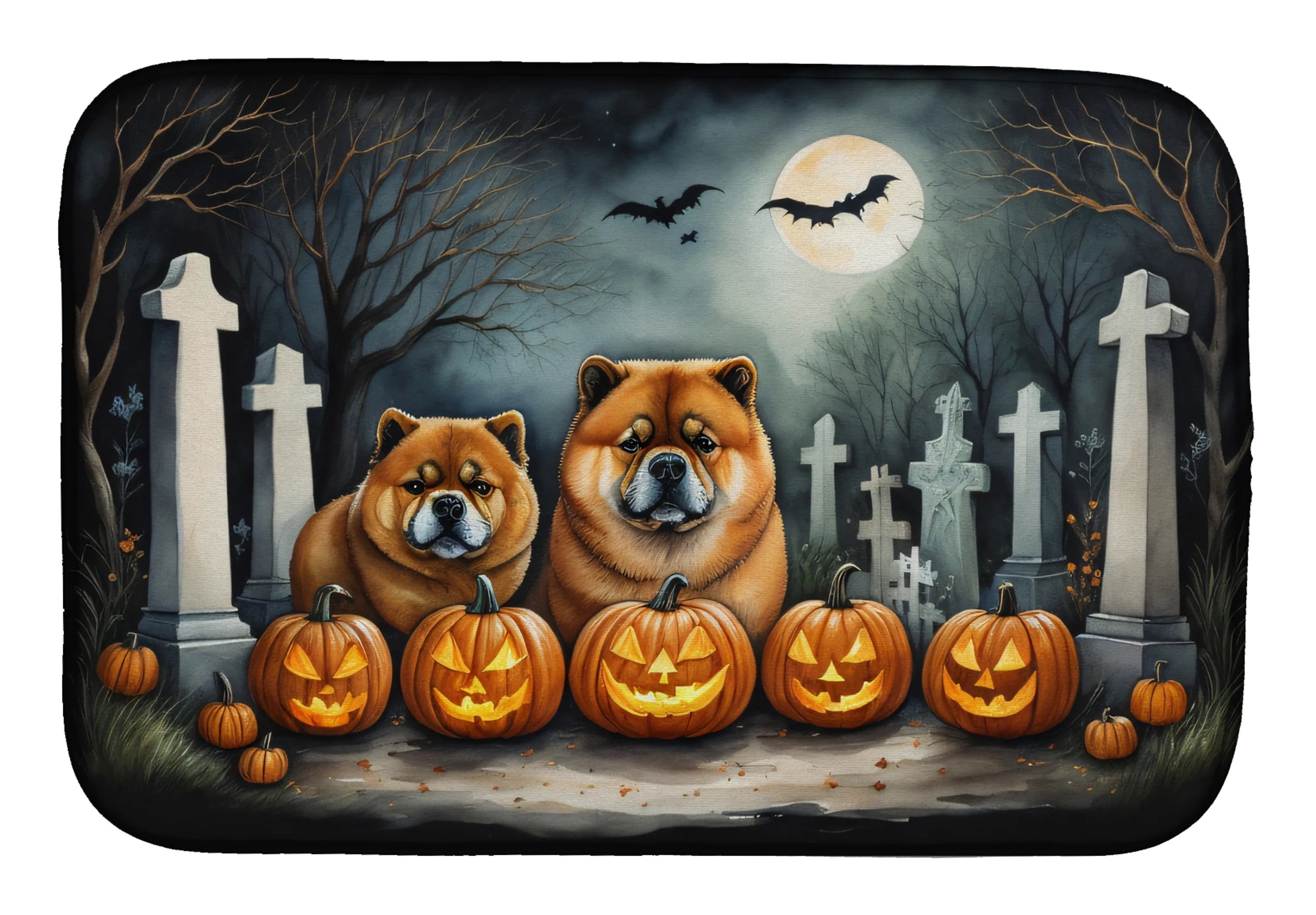 Spooky Halloween Dish Drying Mat - Size: 14  X 21" | Pack Of: 1 | Collection name: Spooky halloween