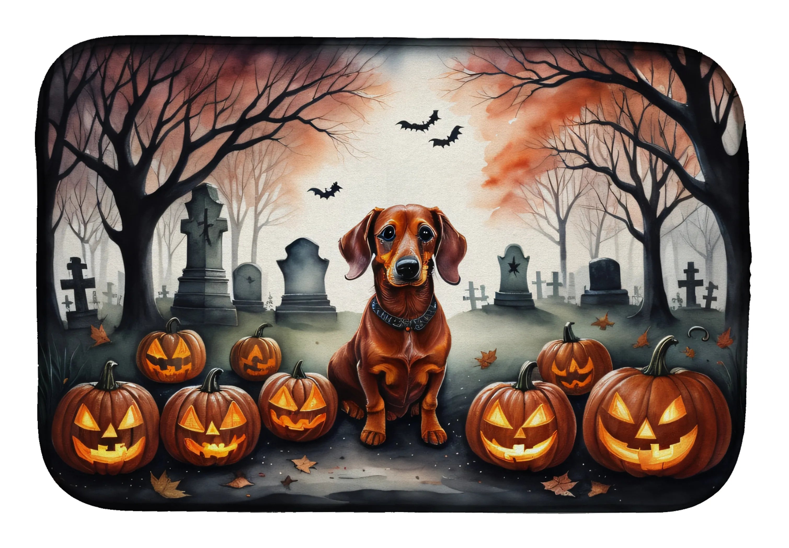 Spooky Halloween Dish Drying Mat - Size: 14  X 21" | Pack Of: 1 | Collection name: Spooky halloween