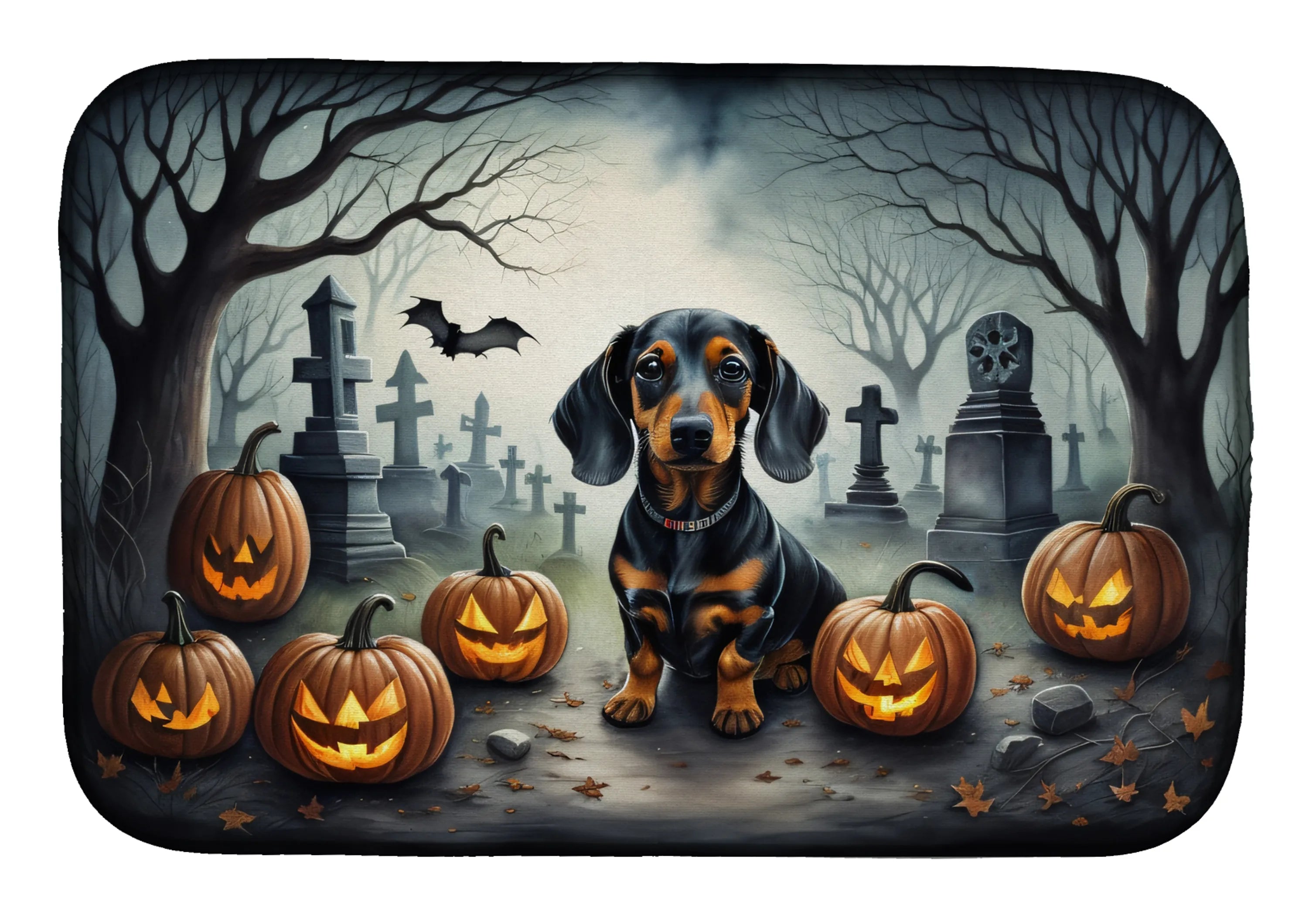 Spooky Halloween Dish Drying Mat - Size: 14  X 21" | Pack Of: 1 | Collection name: Spooky halloween