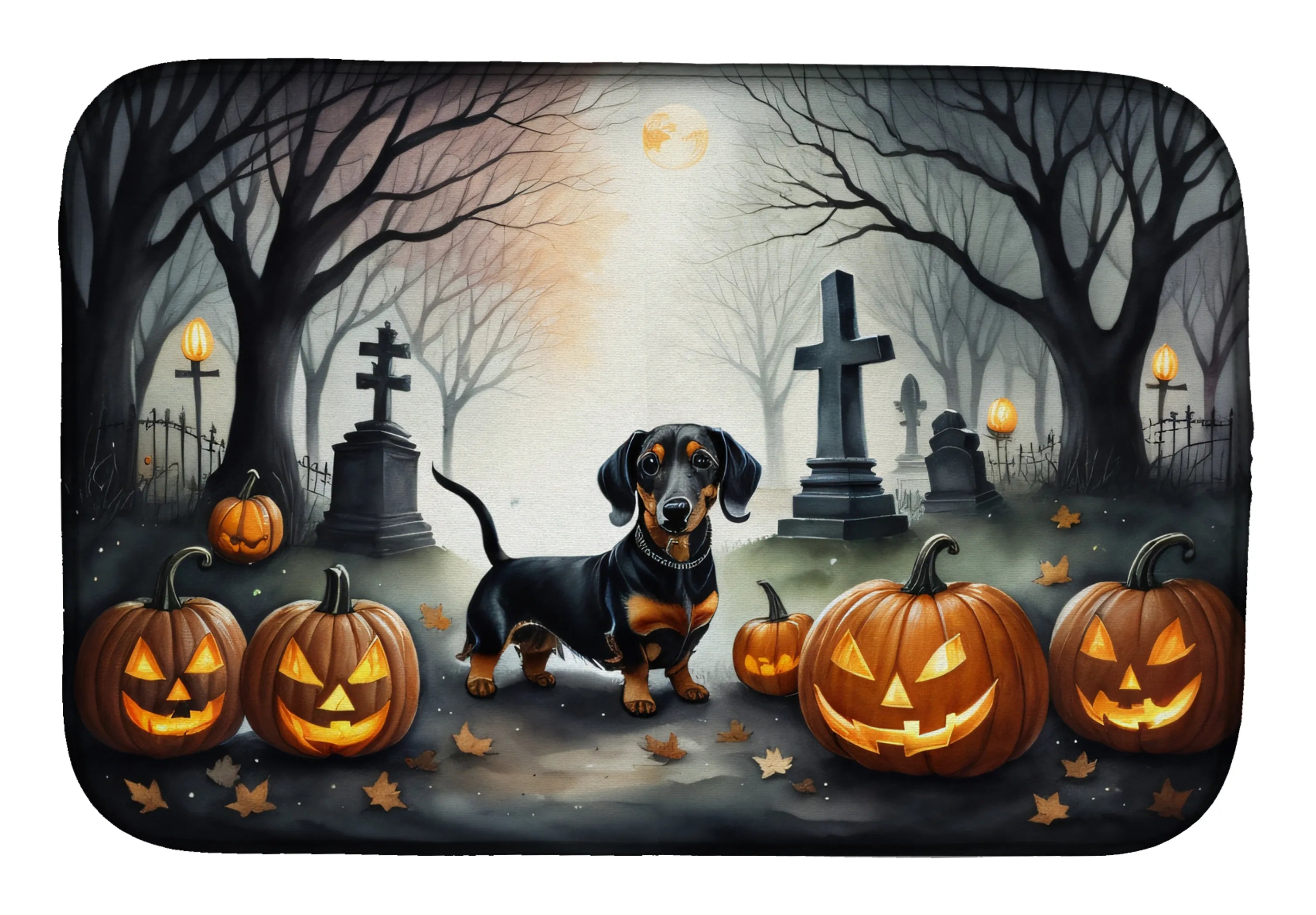 Spooky Halloween Dish Drying Mat - Size: 14  X 21" | Pack Of: 1 | Collection name: Spooky halloween