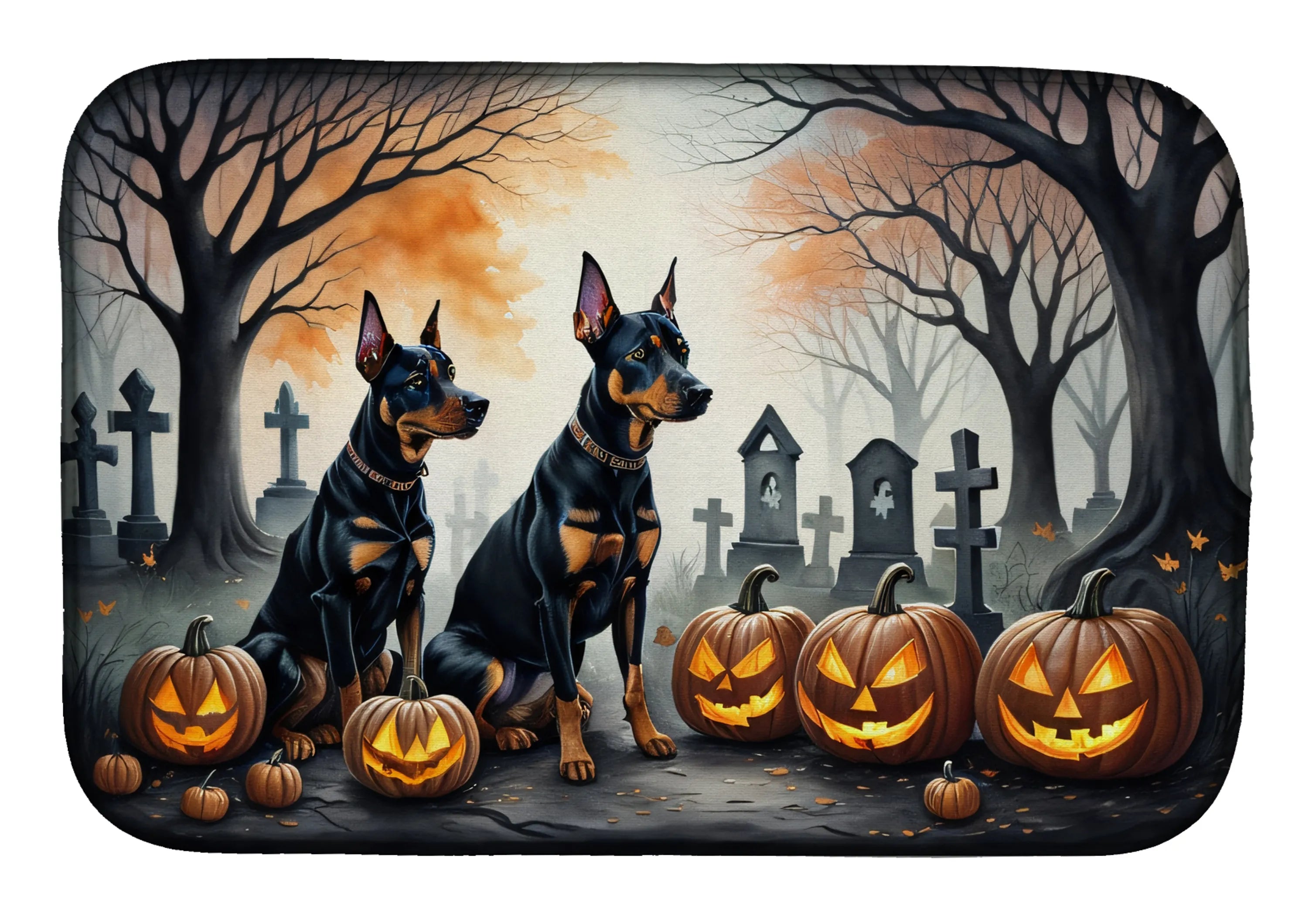 Spooky Halloween Dish Drying Mat - Size: 14  X 21" | Pack Of: 1 | Collection name: Spooky halloween
