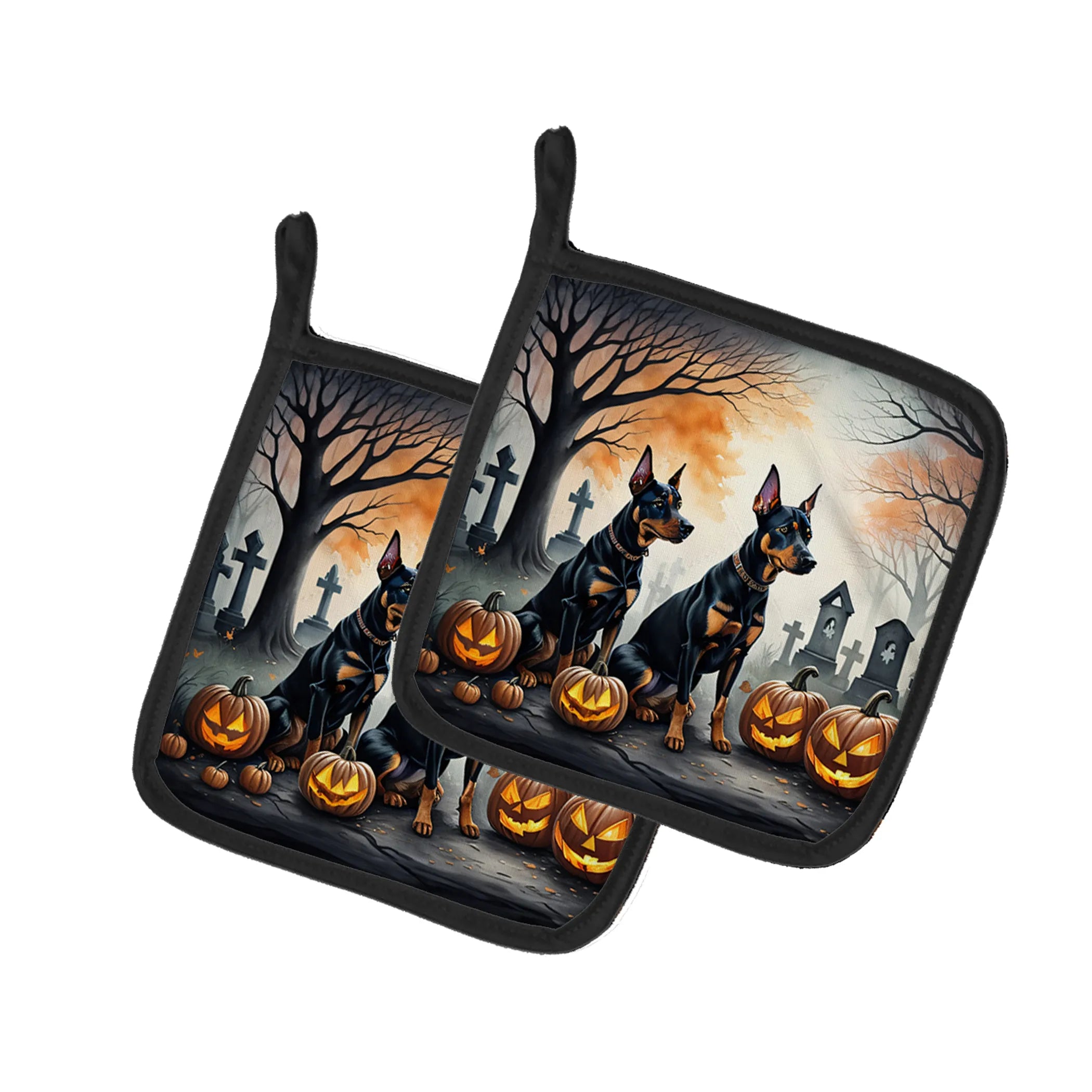 Spooky Halloween Pair of Pot Holders - Size: 7.5HX7.5W | Pack Of: 1 | Collection name: Spooky halloween