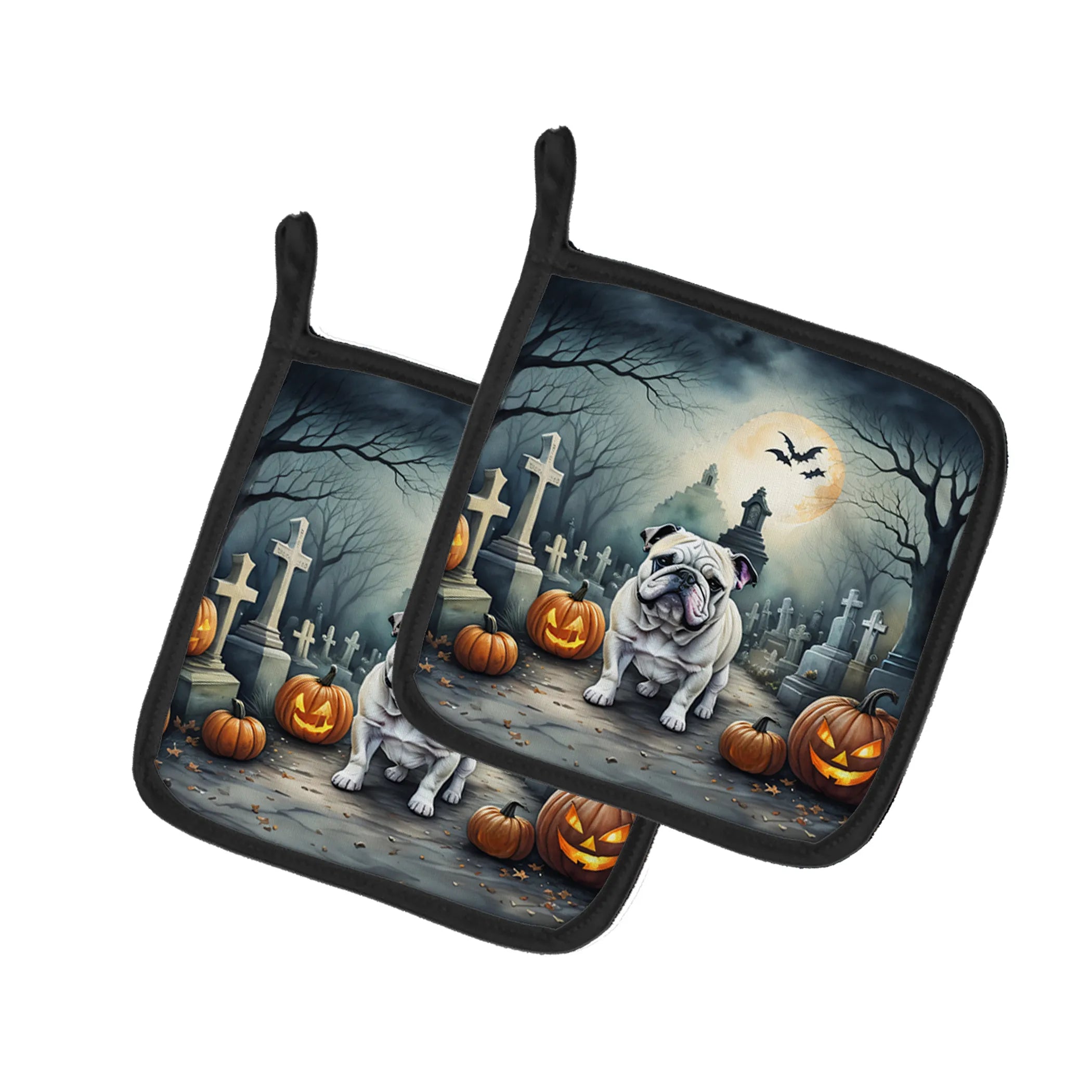 Spooky Halloween Pair of Pot Holders - Size: 7.5HX7.5W | Pack Of: 1 | Collection name: Spooky halloween
