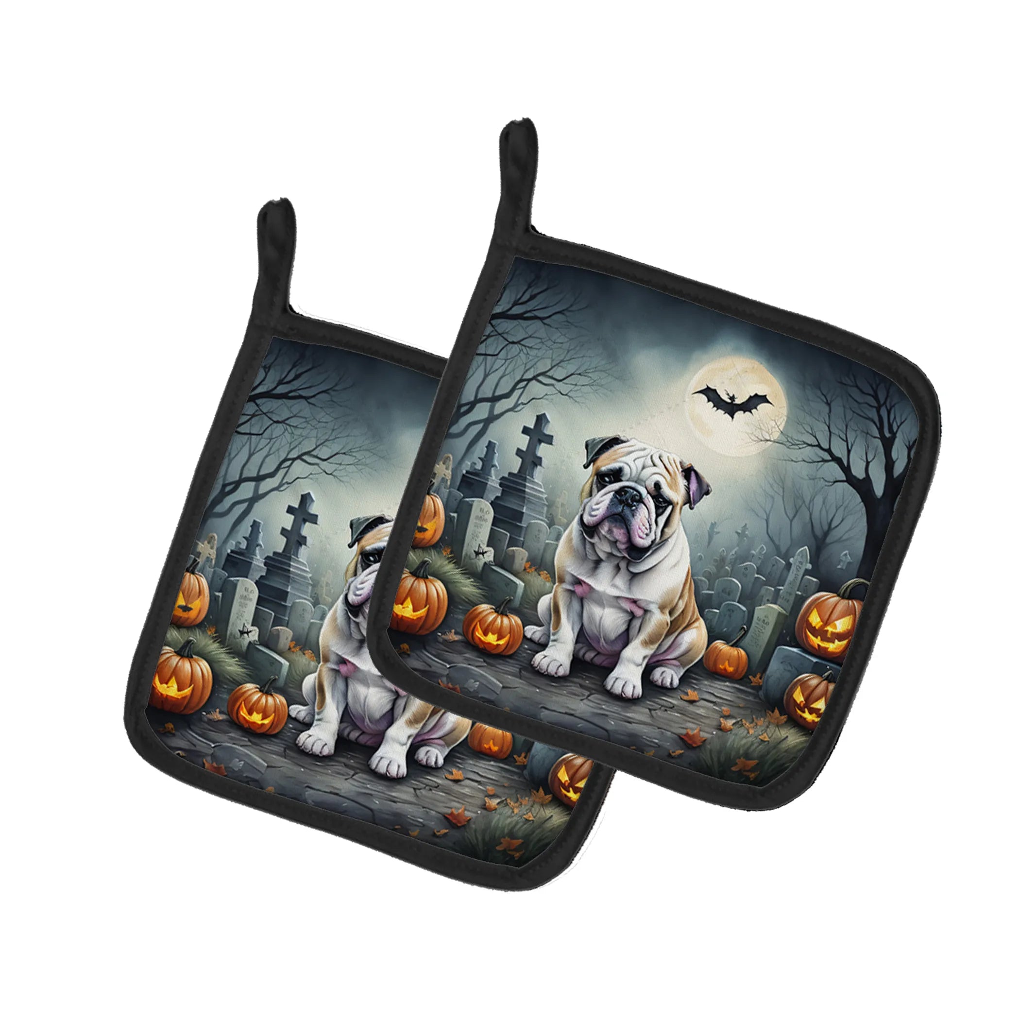 Spooky Halloween Pair of Pot Holders - Size: 7.5HX7.5W | Pack Of: 1 | Collection name: Spooky halloween