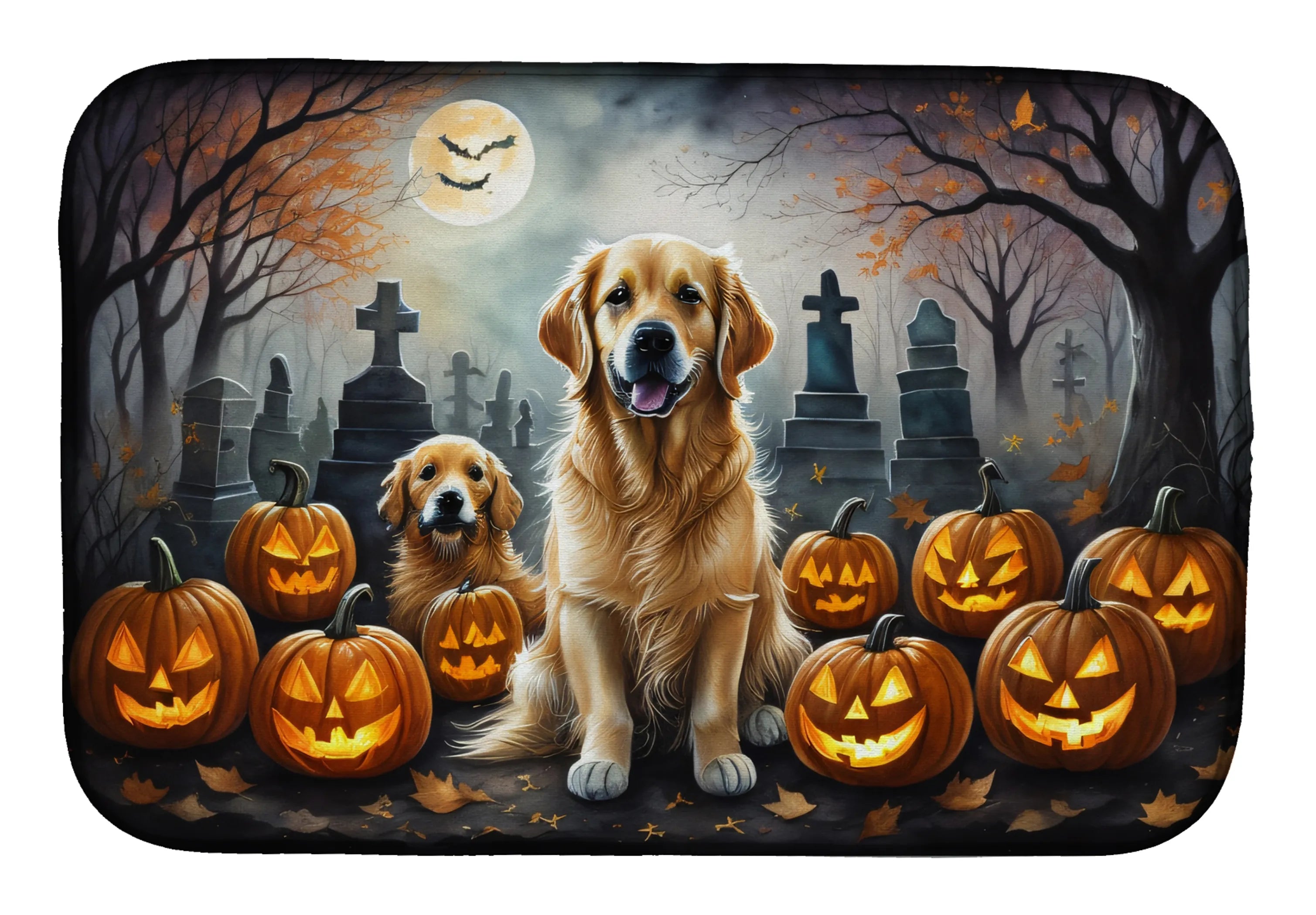 Spooky Halloween Dish Drying Mat - Size: 14  X 21" | Pack Of: 1 | Collection name: Spooky halloween