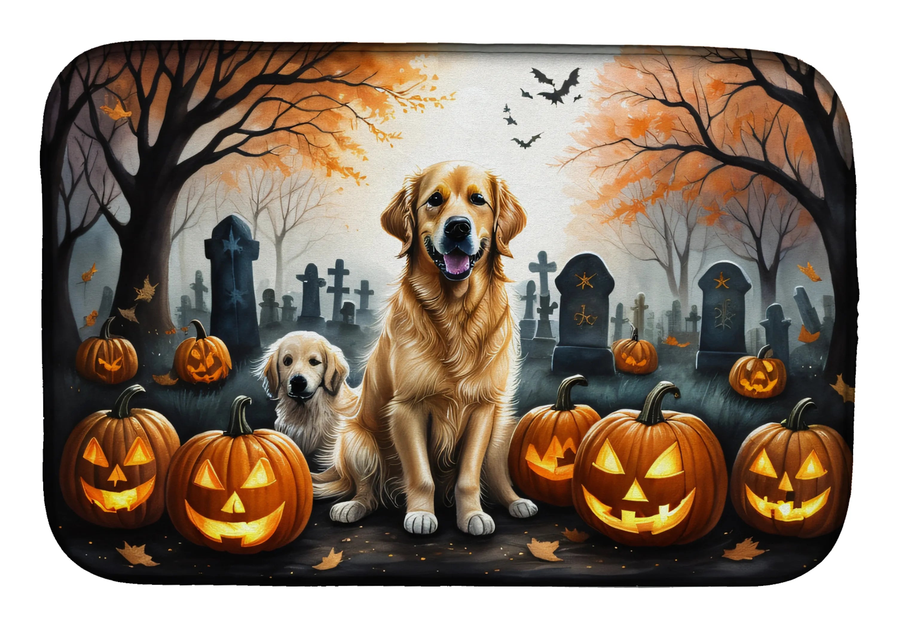 Spooky Halloween Dish Drying Mat - Size: 14  X 21" | Pack Of: 1 | Collection name: Spooky halloween