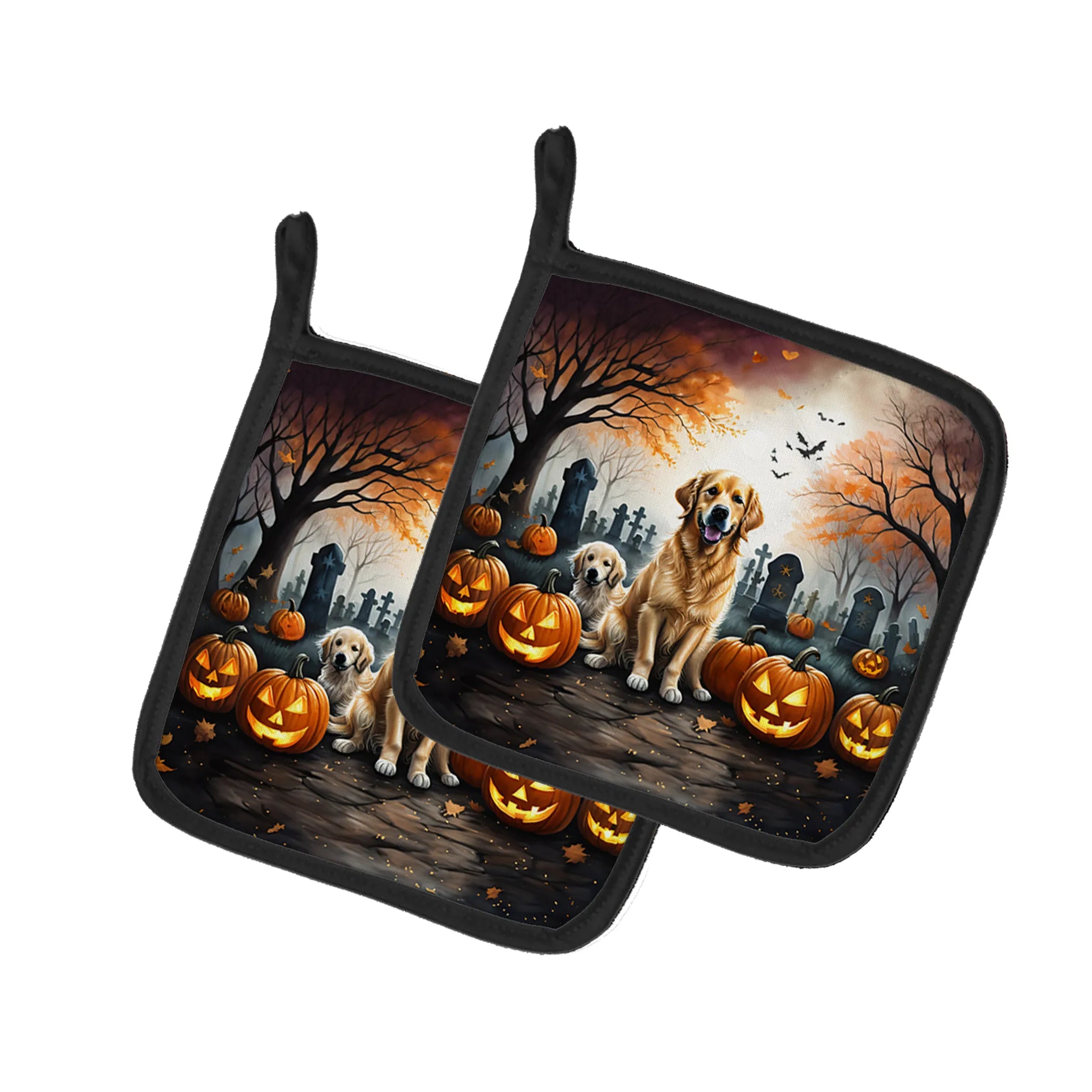 Spooky Halloween Pair of Pot Holders - Size: 7.5HX7.5W | Pack Of: 1 | Collection name: Spooky halloween
