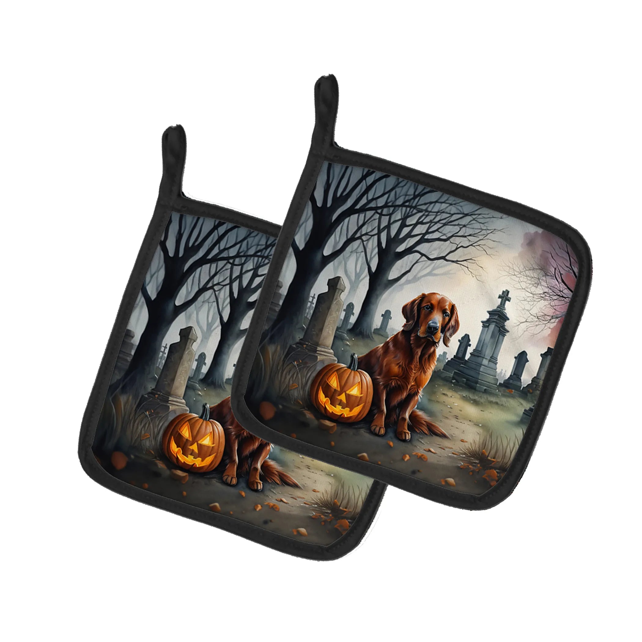 Spooky Halloween Pair of Pot Holders - Size: 7.5HX7.5W | Pack Of: 1 | Collection name: Spooky halloween