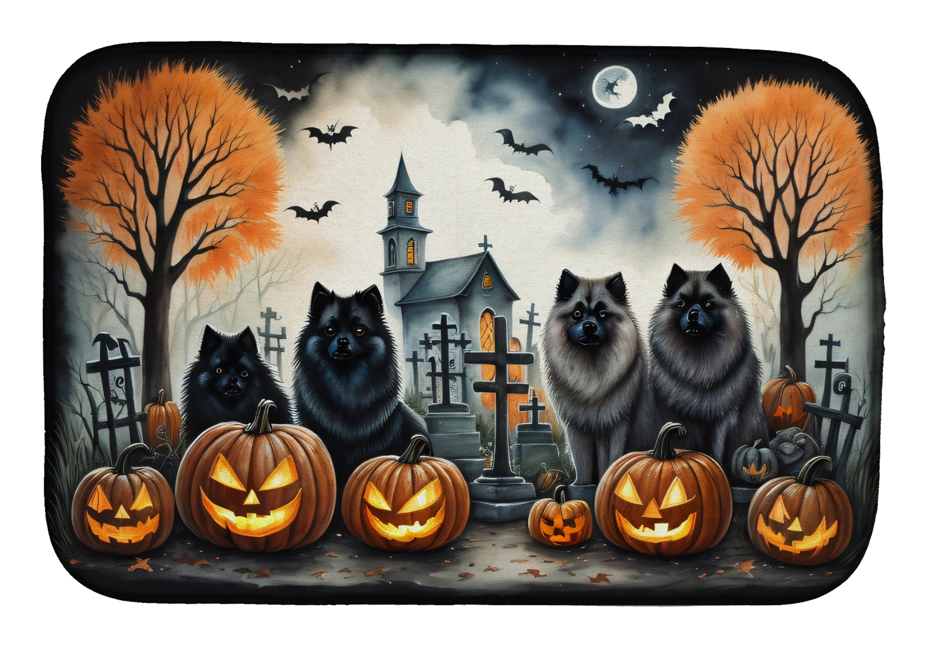 Spooky Halloween Dish Drying Mat - Size: 14  X 21" | Pack Of: 1 | Collection name: Spooky halloween