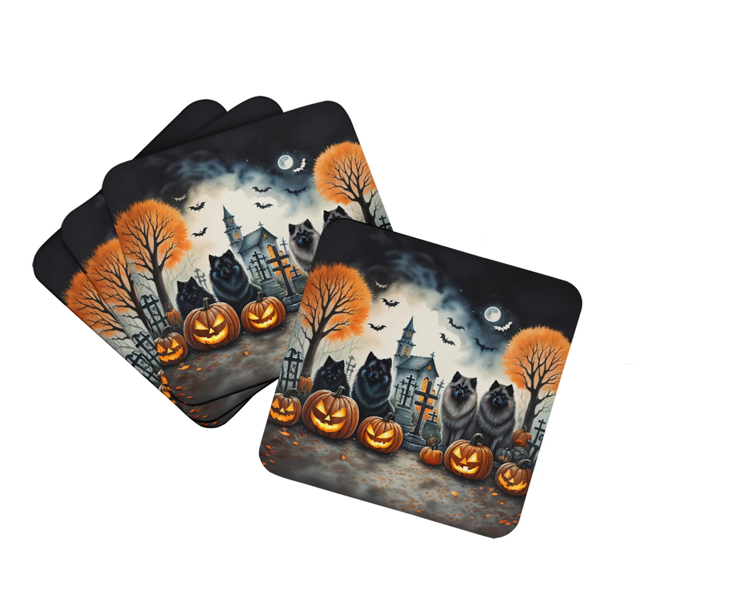 Spooky Halloween Foam Coasters - Size: 3.5 | Pack Of: 1 | Collection name: Spooky halloween