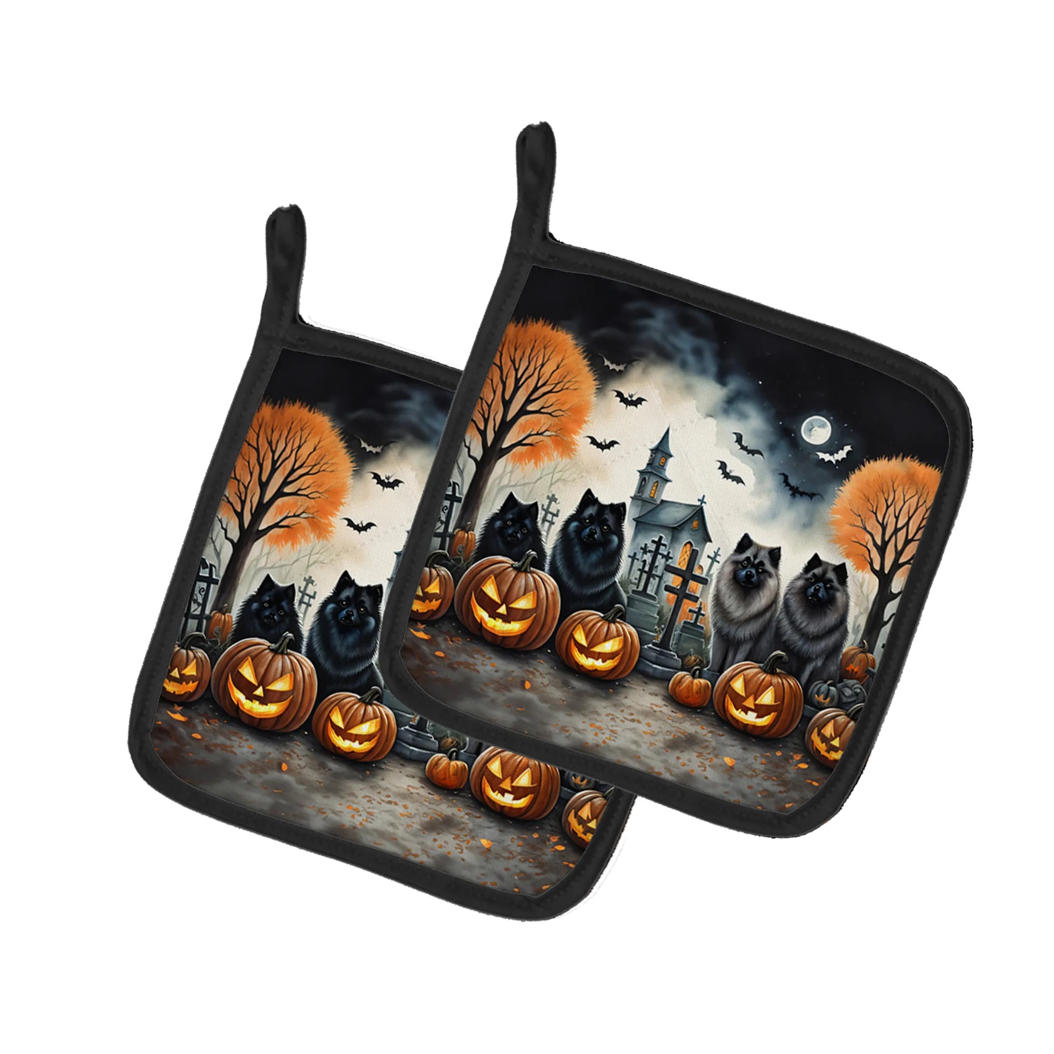 Spooky Halloween Pair of Pot Holders - Size: 7.5HX7.5W | Pack Of: 1 | Collection name: Spooky halloween