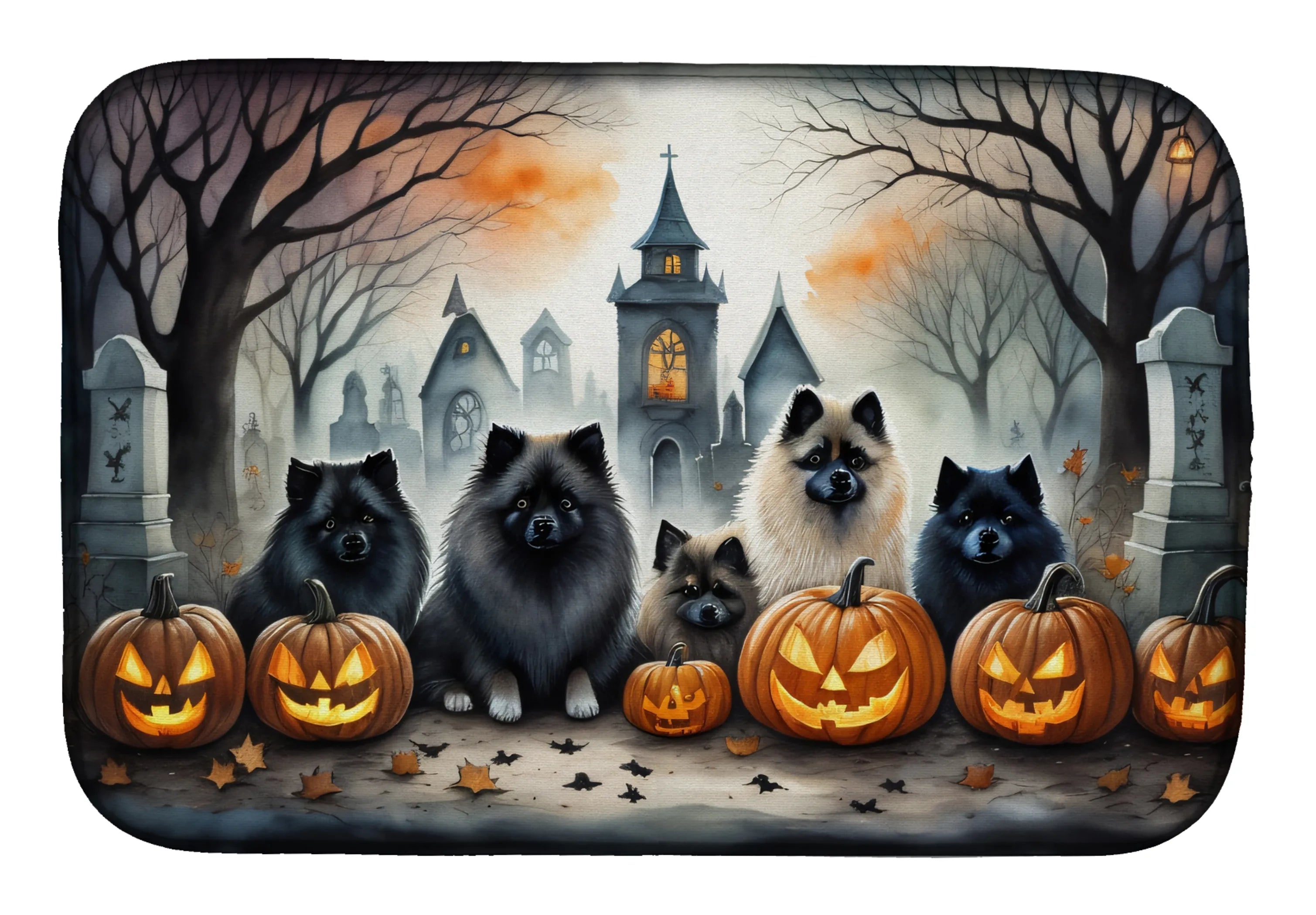 Spooky Halloween Dish Drying Mat - Size: 14  X 21" | Pack Of: 1 | Collection name: Spooky halloween