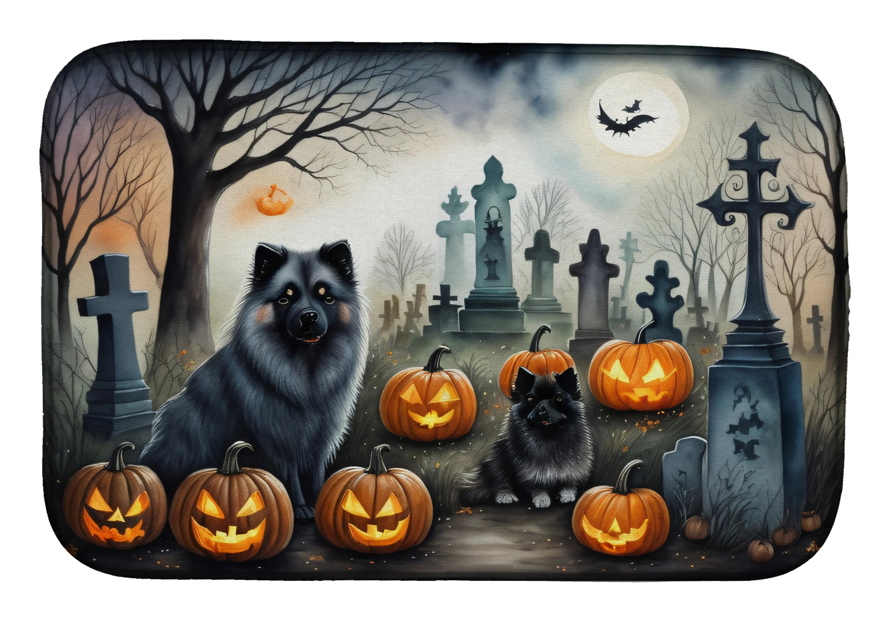 Spooky Halloween Dish Drying Mat - Size: 14  X 21" | Pack Of: 1 | Collection name: Spooky halloween