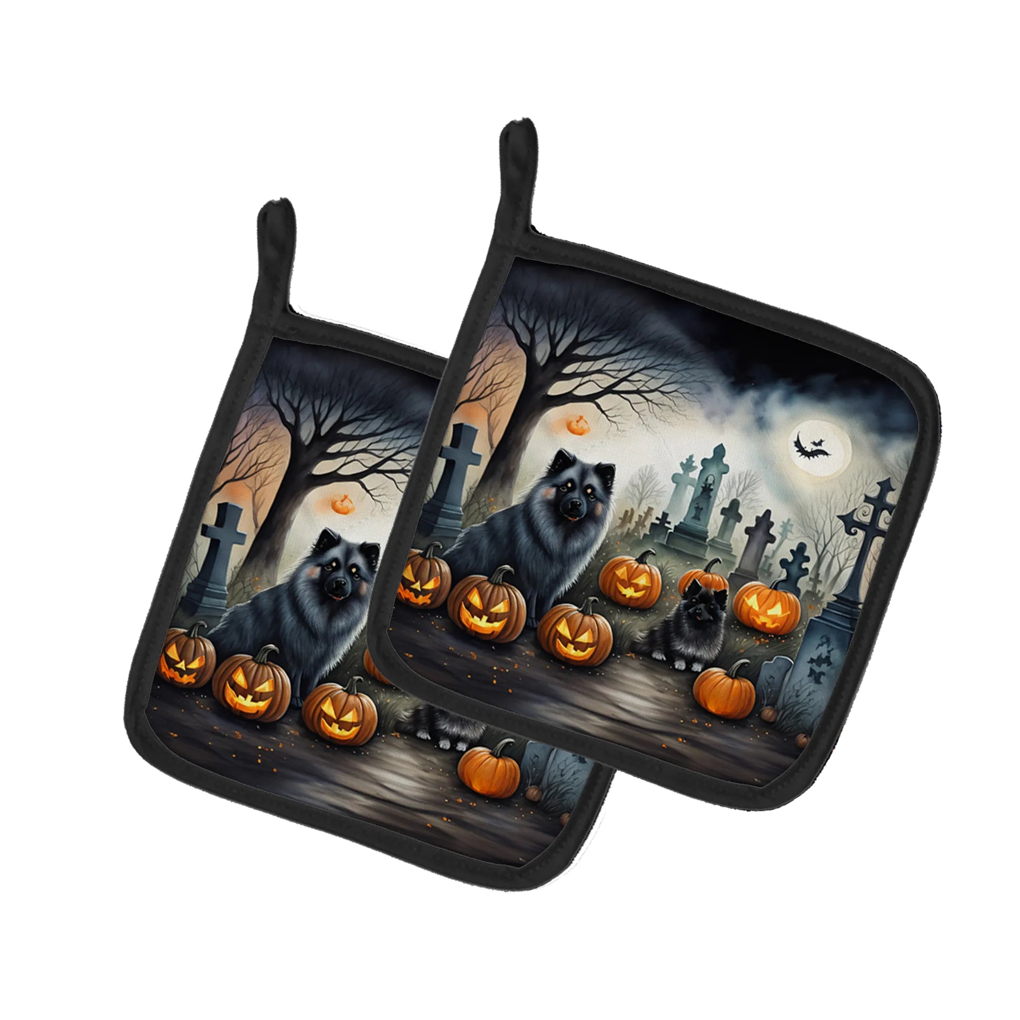 Spooky Halloween Pair of Pot Holders - Size: 7.5HX7.5W | Pack Of: 1 | Collection name: Spooky halloween