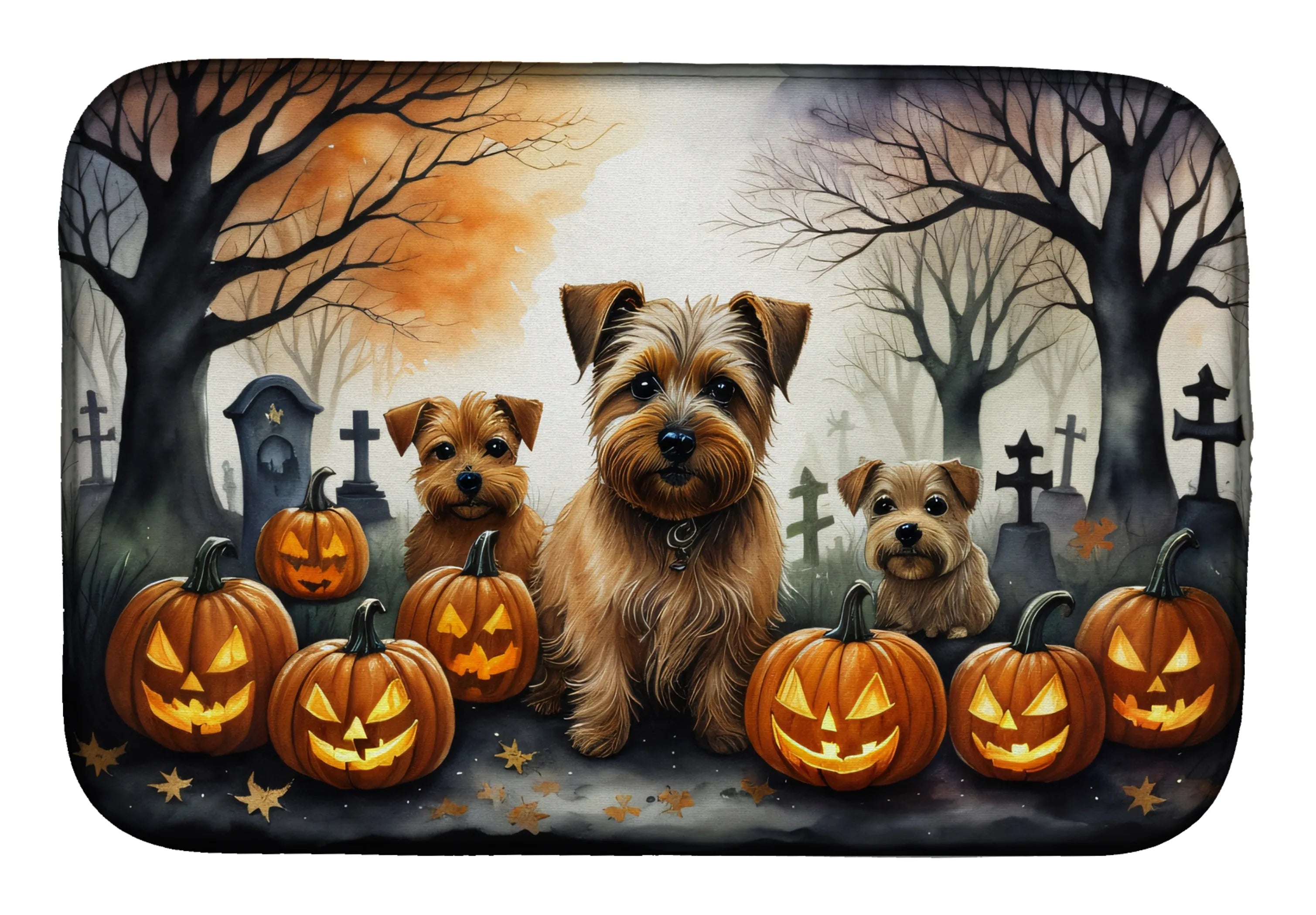 Spooky Halloween Dish Drying Mat - Size: 14  X 21" | Pack Of: 1 | Collection name: Spooky halloween