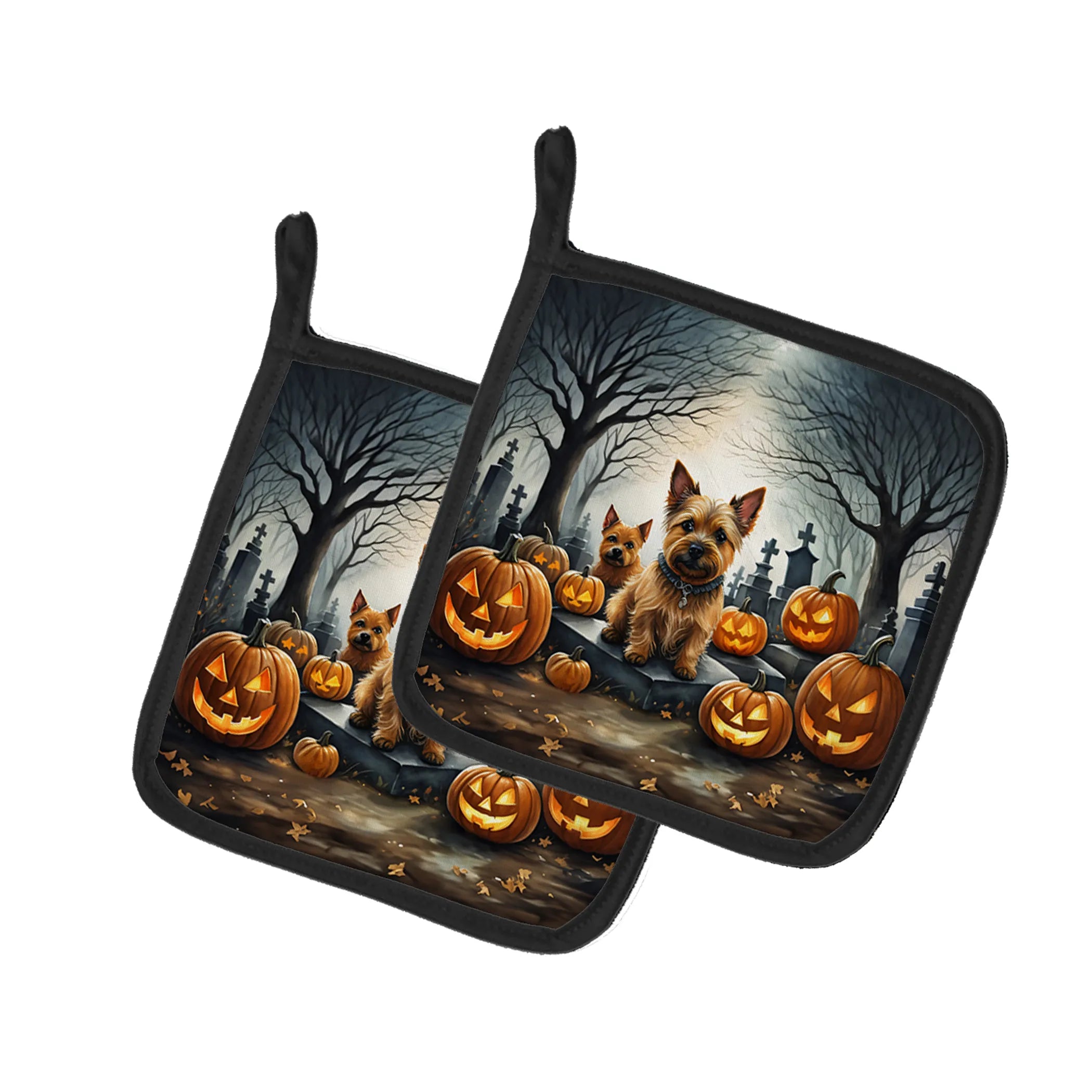 Spooky Halloween Pair of Pot Holders - Size: 7.5HX7.5W | Pack Of: 1 | Collection name: Spooky halloween