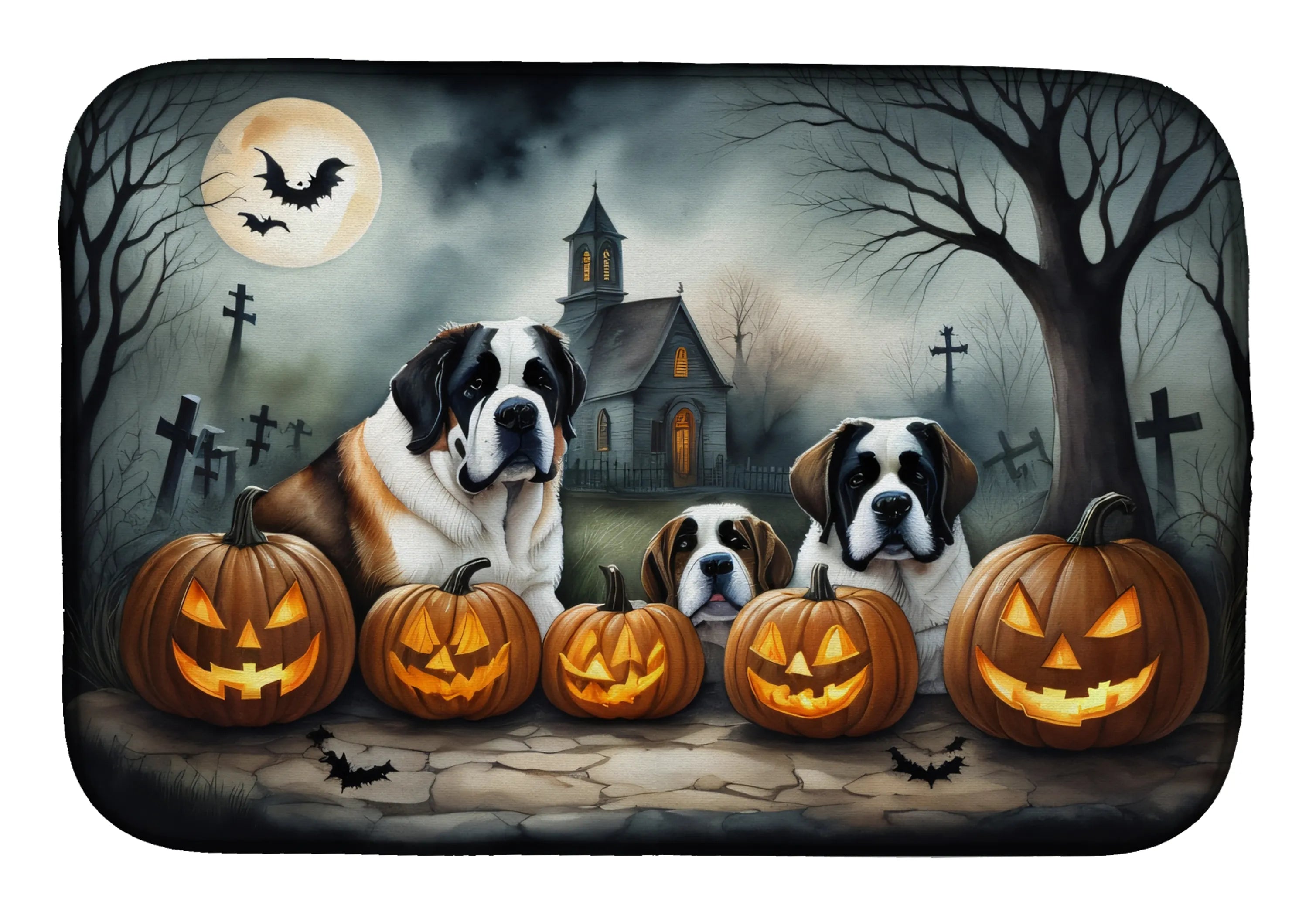 Spooky Halloween Dish Drying Mat - Size: 14  X 21" | Pack Of: 1 | Collection name: Spooky halloween