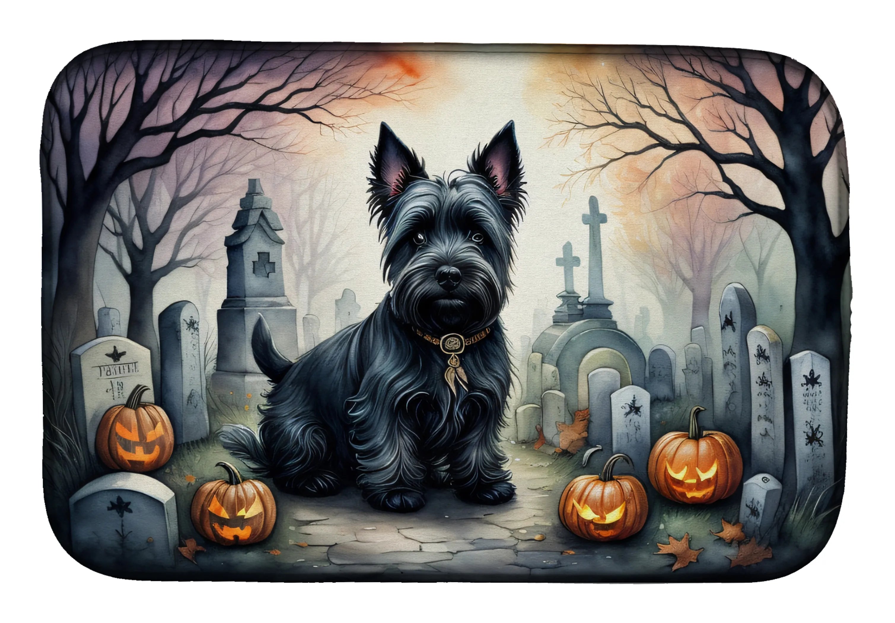 Spooky Halloween Dish Drying Mat - Size: 14  X 21" | Pack Of: 1 | Collection name: Spooky halloween