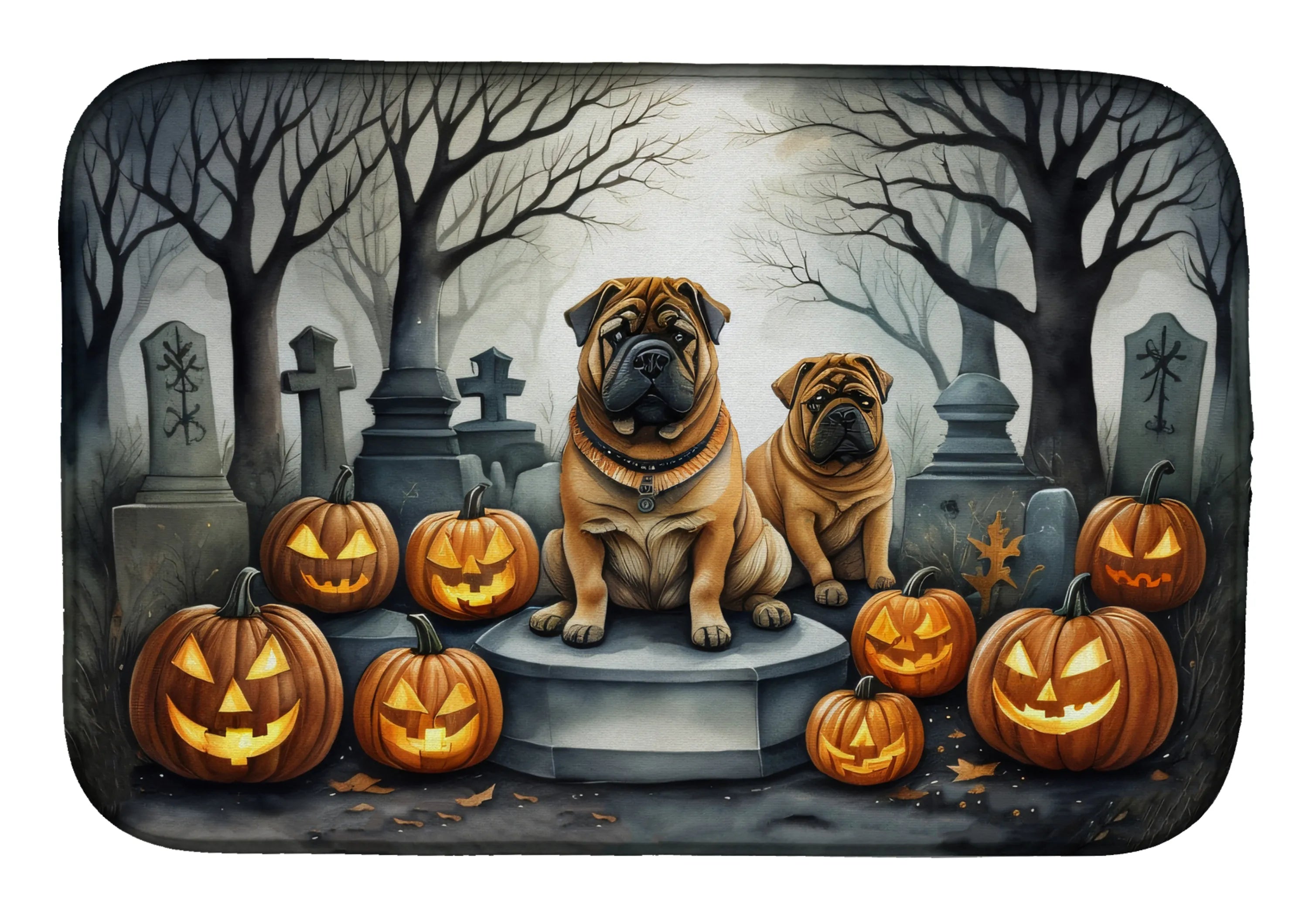 Spooky Halloween Dish Drying Mat - Size: 14  X 21" | Pack Of: 1 | Collection name: Spooky halloween