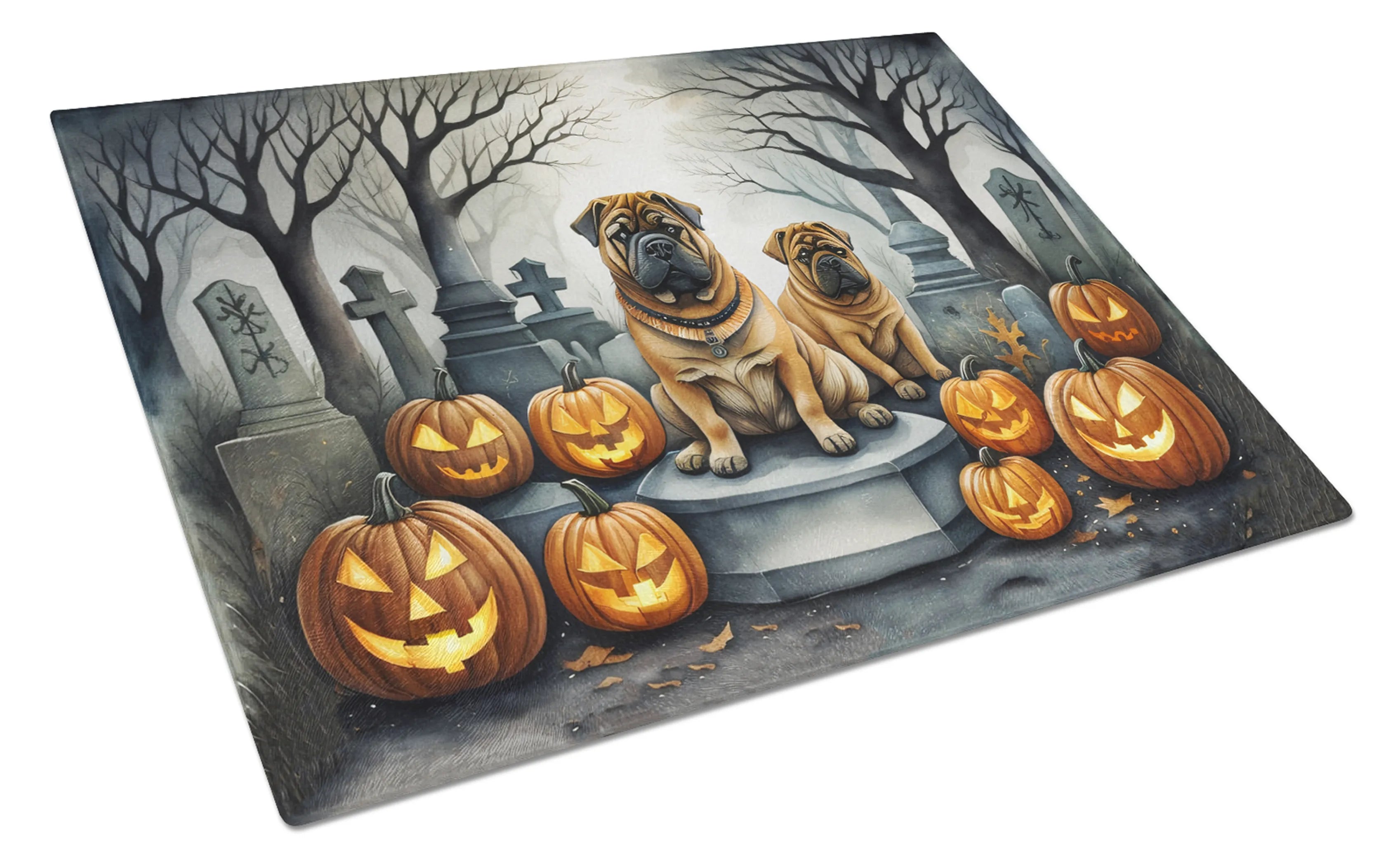 Spooky Halloween Glass Cutting Board - Size: LARGE | Pack Of: 1 | Collection name: Spooky halloween