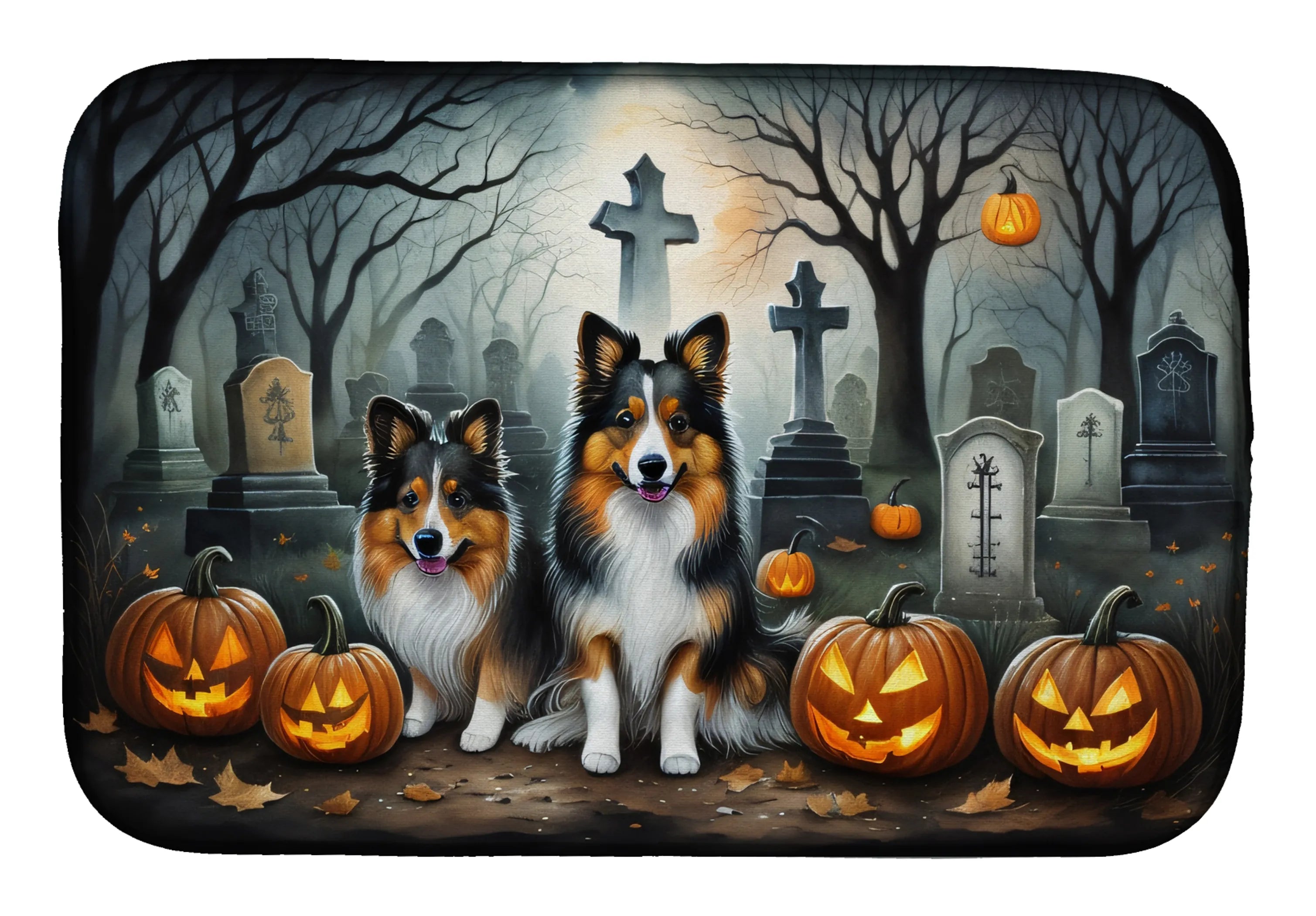 Spooky Halloween Dish Drying Mat - Size: 14  X 21" | Pack Of: 1 | Collection name: Spooky halloween