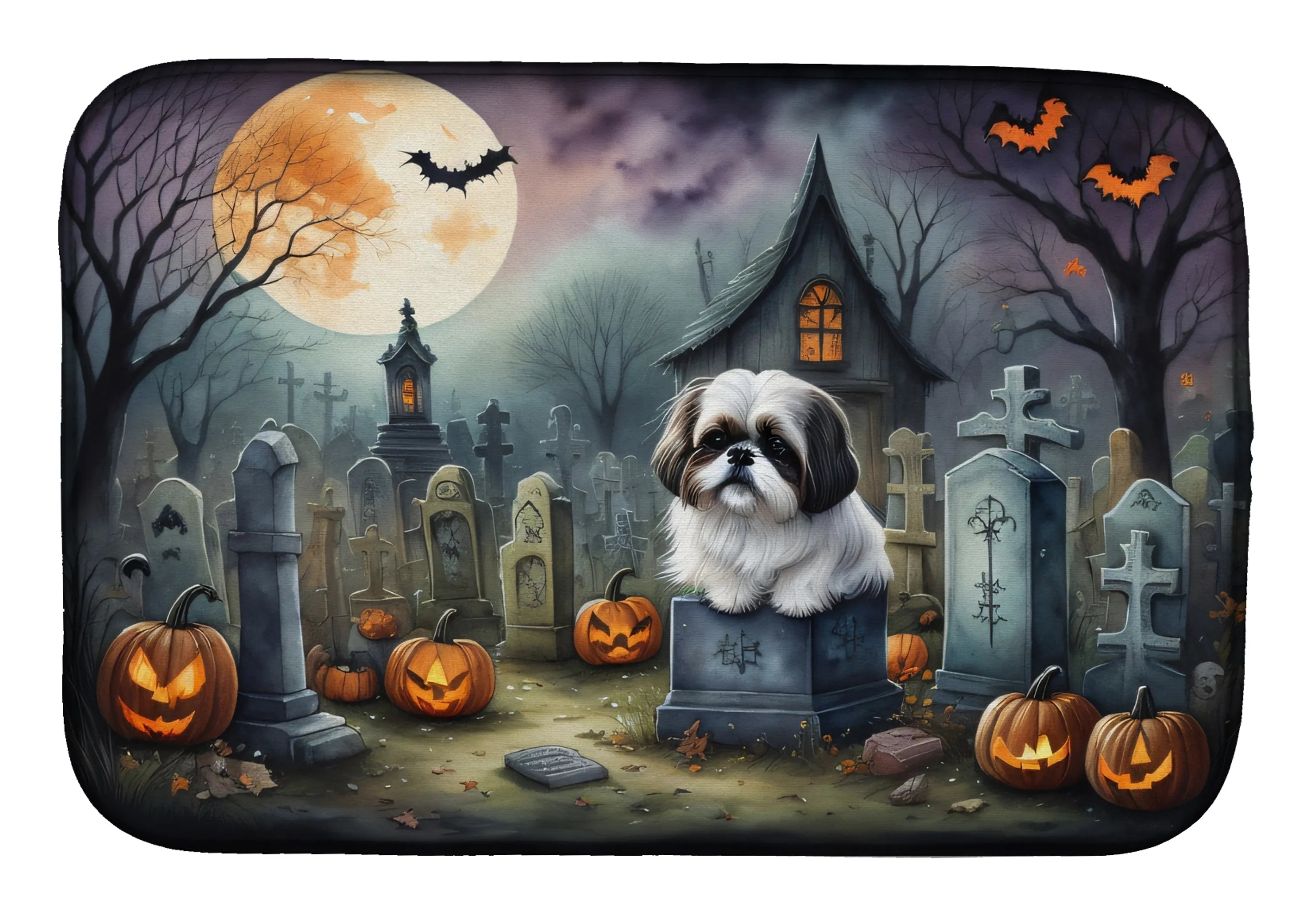 Spooky Halloween Dish Drying Mat - Size: 14  X 21" | Pack Of: 1 | Collection name: Spooky halloween