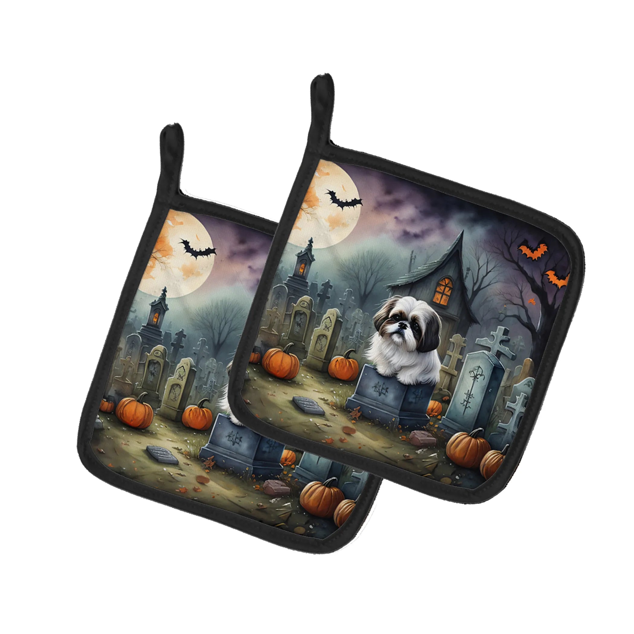 Spooky Halloween Pair of Pot Holders - Size: 7.5HX7.5W | Pack Of: 1 | Collection name: Spooky halloween