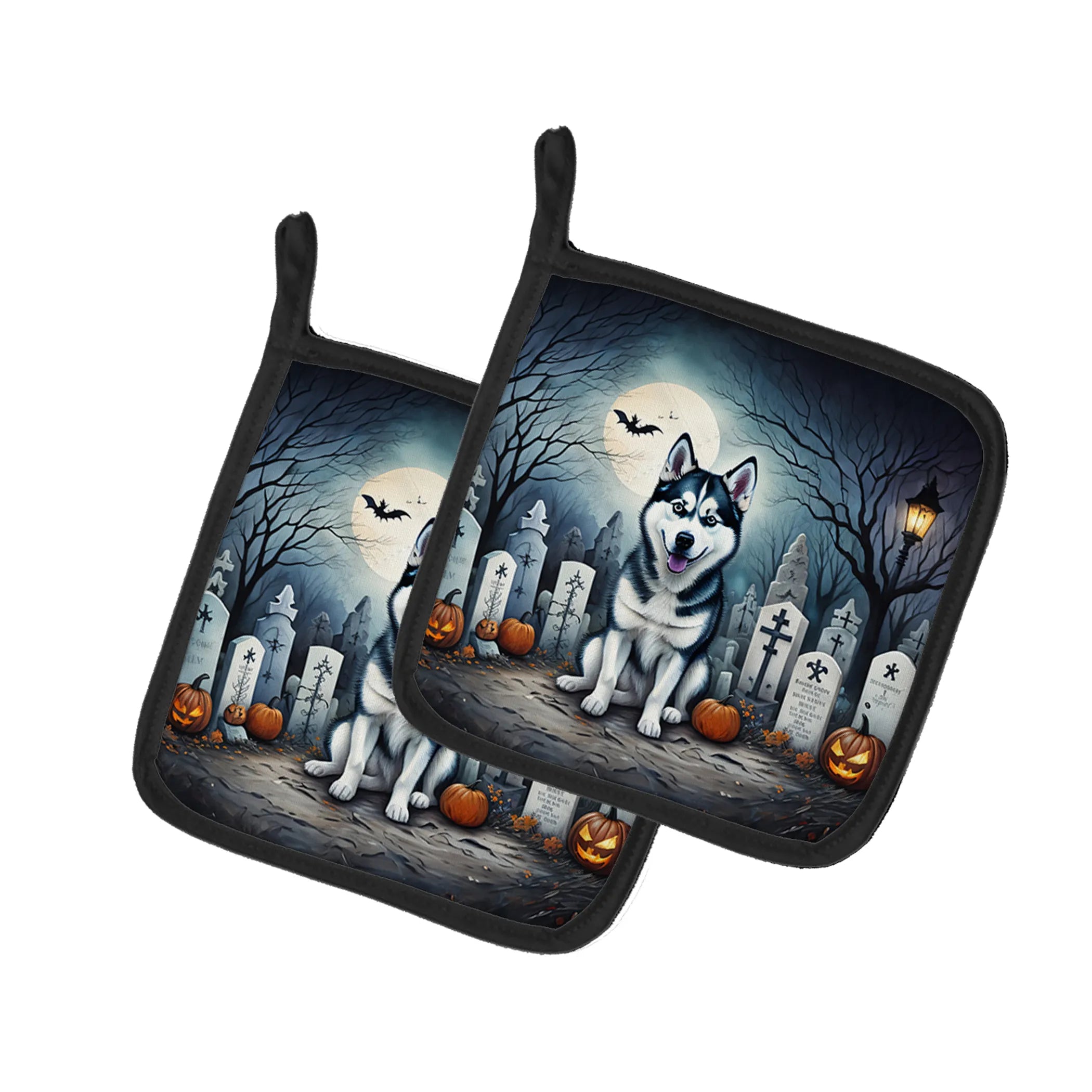 Spooky Halloween Pair of Pot Holders - Size: 7.5HX7.5W | Pack Of: 1 | Collection name: Spooky halloween
