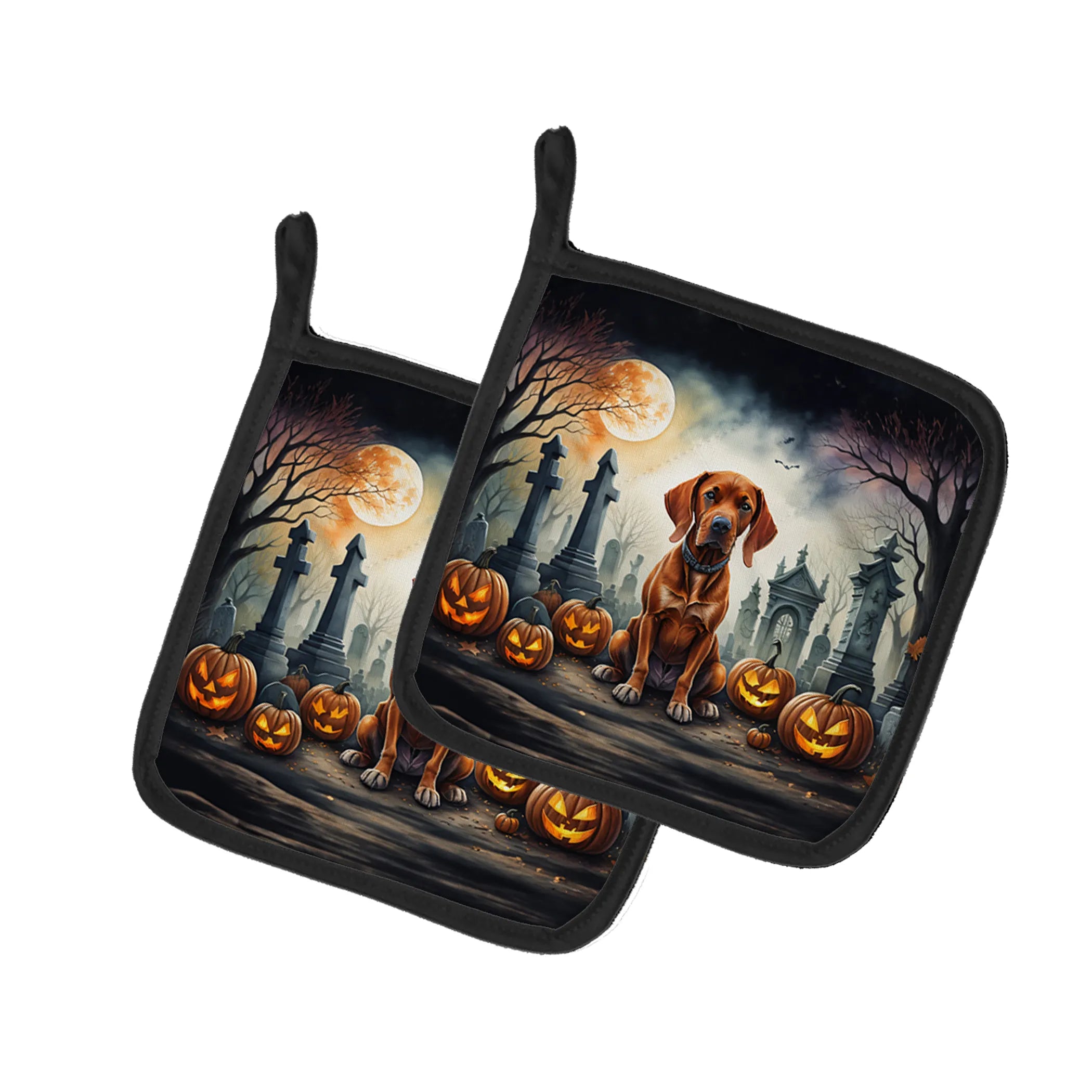 Spooky Halloween Pair of Pot Holders - Size: 7.5HX7.5W | Pack Of: 1 | Collection name: Spooky halloween