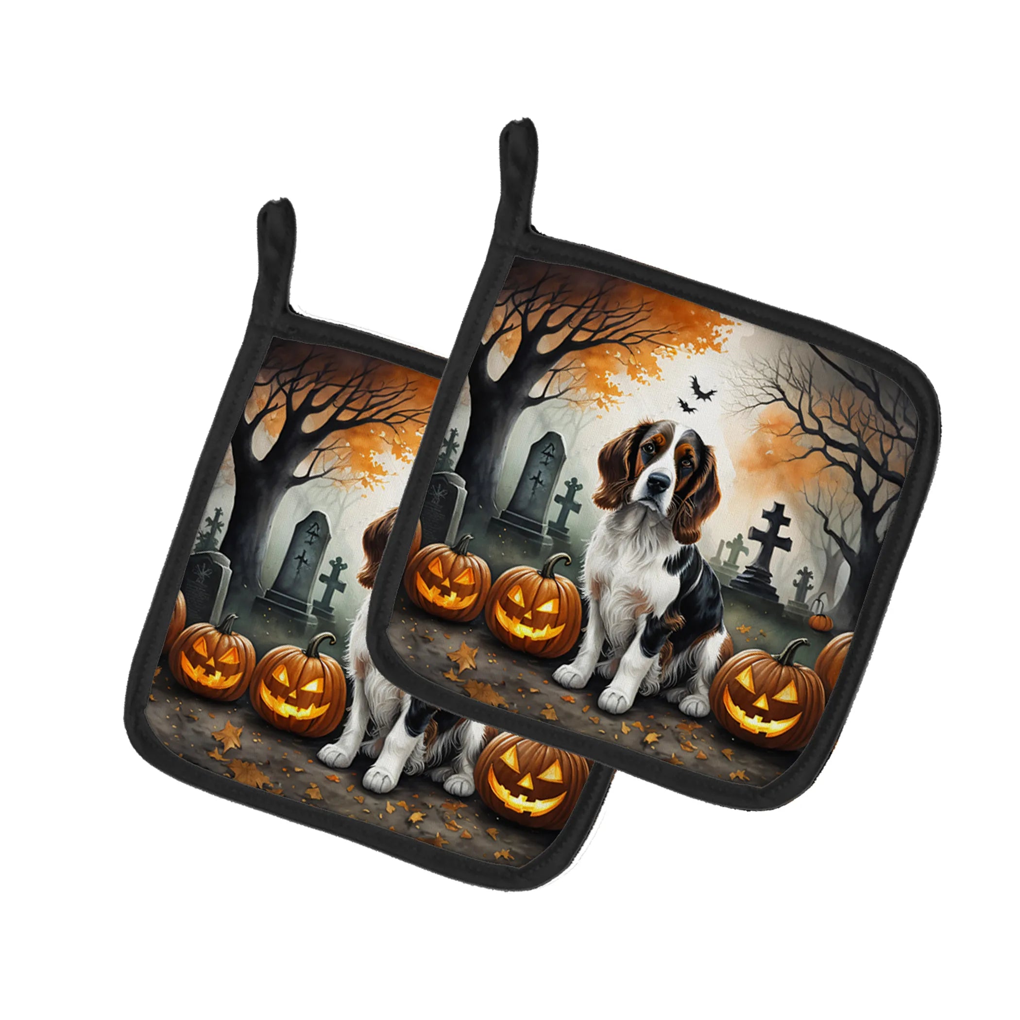 Spooky Halloween Pair of Pot Holders - Size: 7.5HX7.5W | Pack Of: 1 | Collection name: Spooky halloween