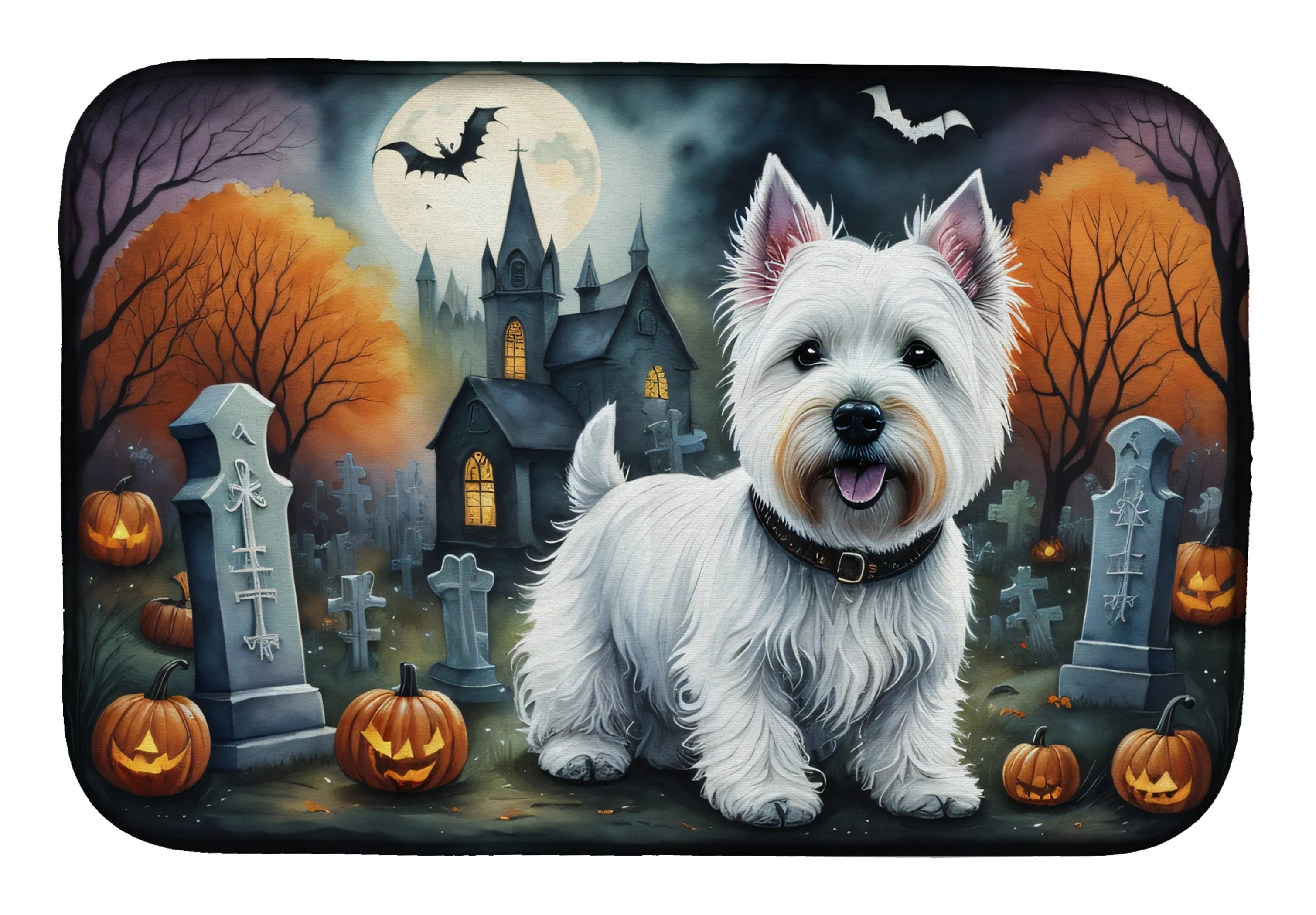 Spooky Halloween Dish Drying Mat - Size: 14  X 21" | Pack Of: 1 | Collection name: Spooky halloween