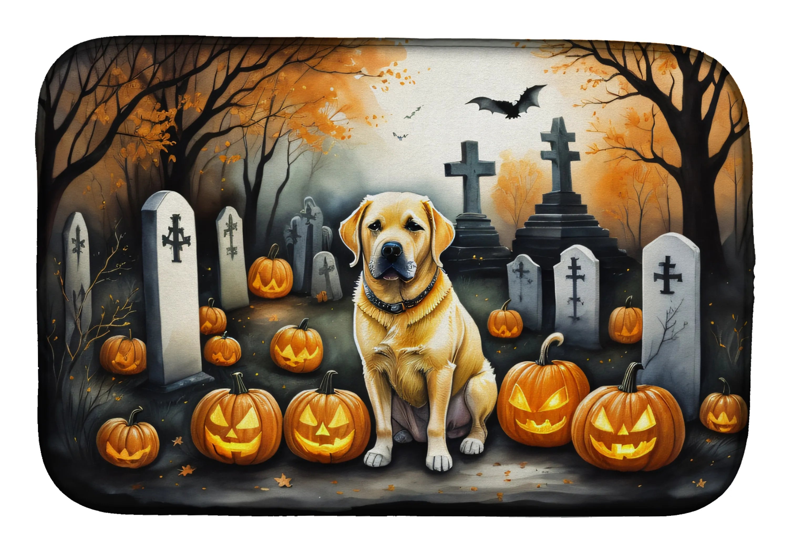 Spooky Halloween Dish Drying Mat - Size: 14  X 21" | Pack Of: 1 | Collection name: Spooky halloween