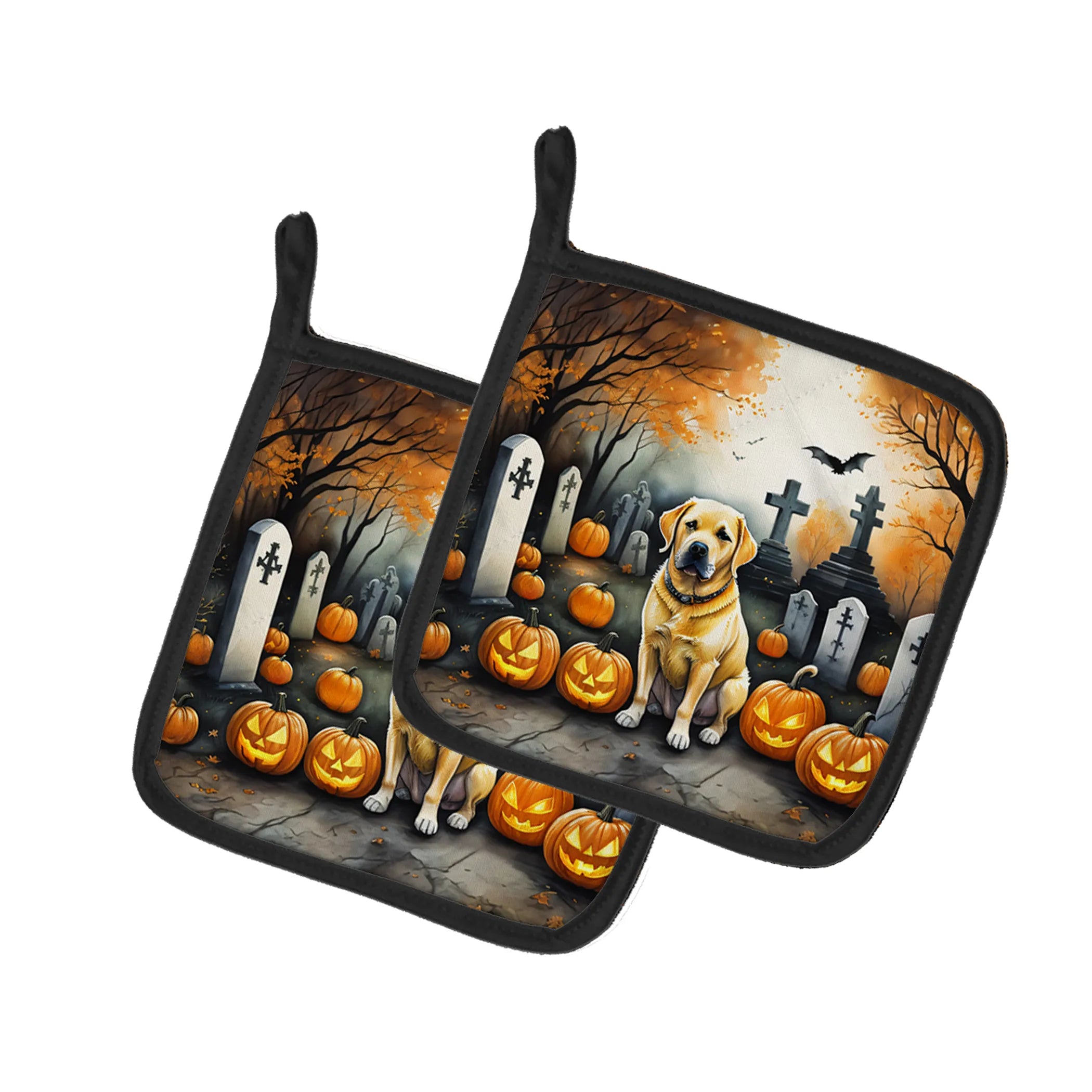 Spooky Halloween Pair of Pot Holders - Size: 7.5HX7.5W | Pack Of: 1 | Collection name: Spooky halloween