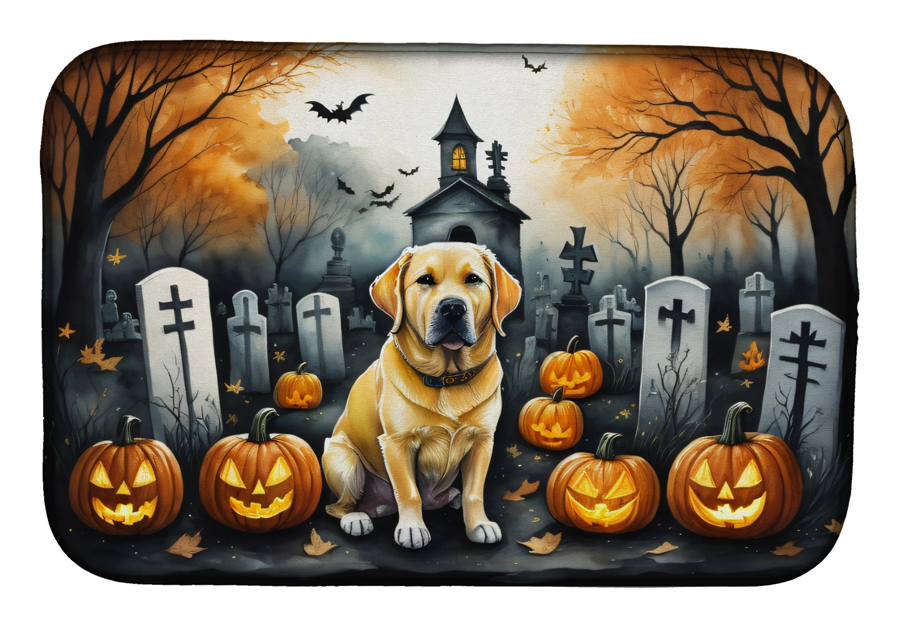 Spooky Halloween Dish Drying Mat - Size: 14  X 21" | Pack Of: 1 | Collection name: Spooky halloween