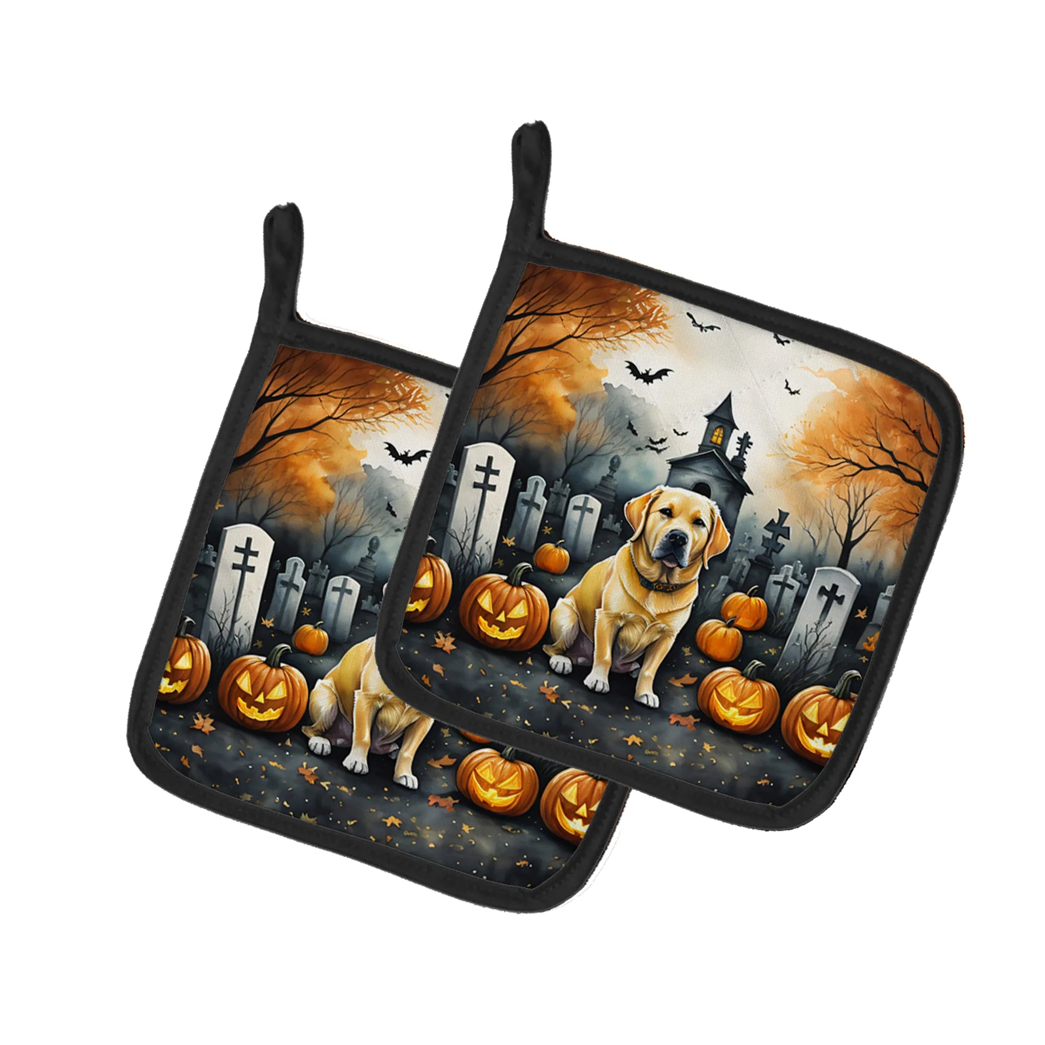 Spooky Halloween Pair of Pot Holders - Size: 7.5HX7.5W | Pack Of: 1 | Collection name: Spooky halloween