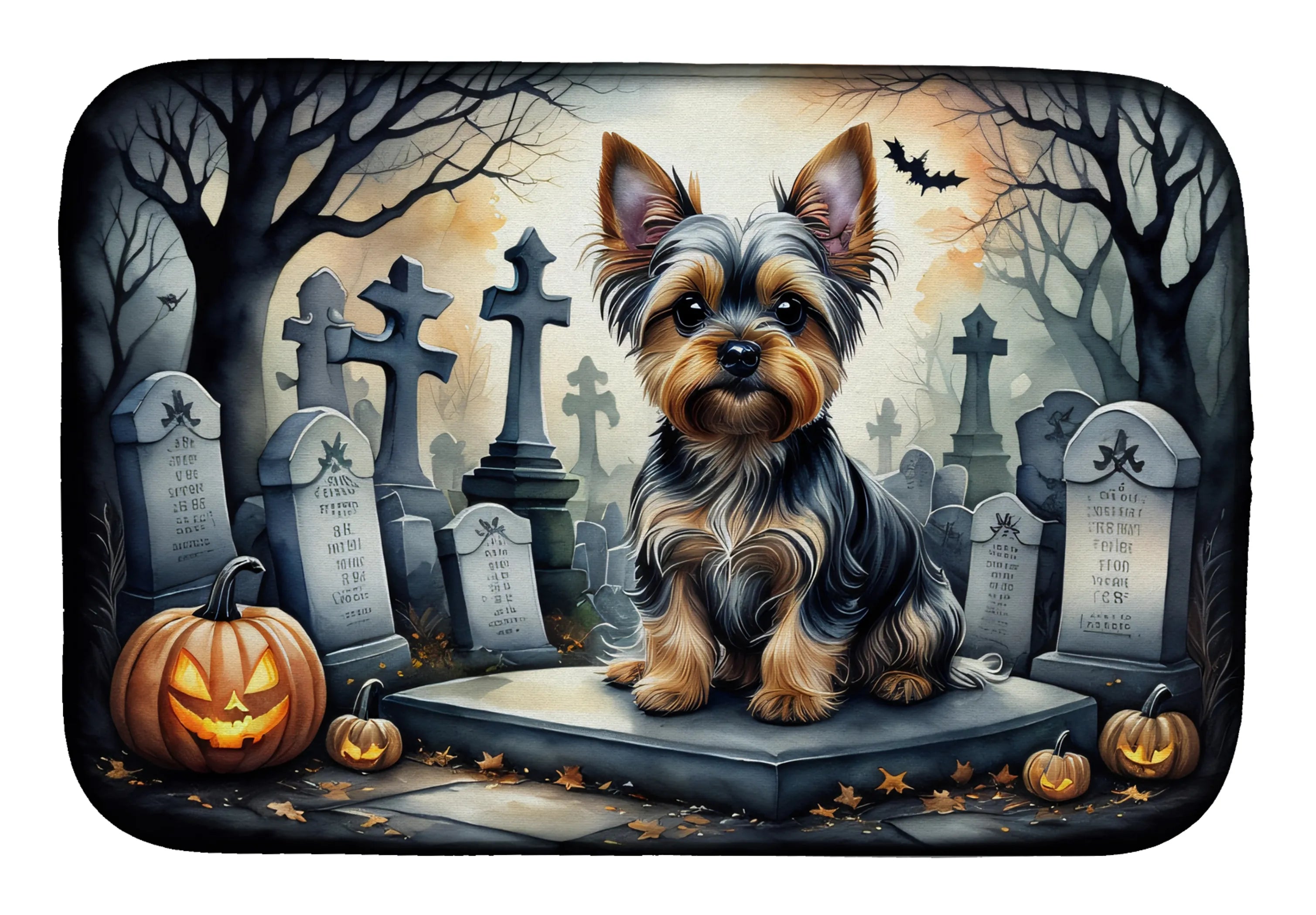 Spooky Halloween Dish Drying Mat - Size: 14  X 21" | Pack Of: 1 | Collection name: Spooky halloween