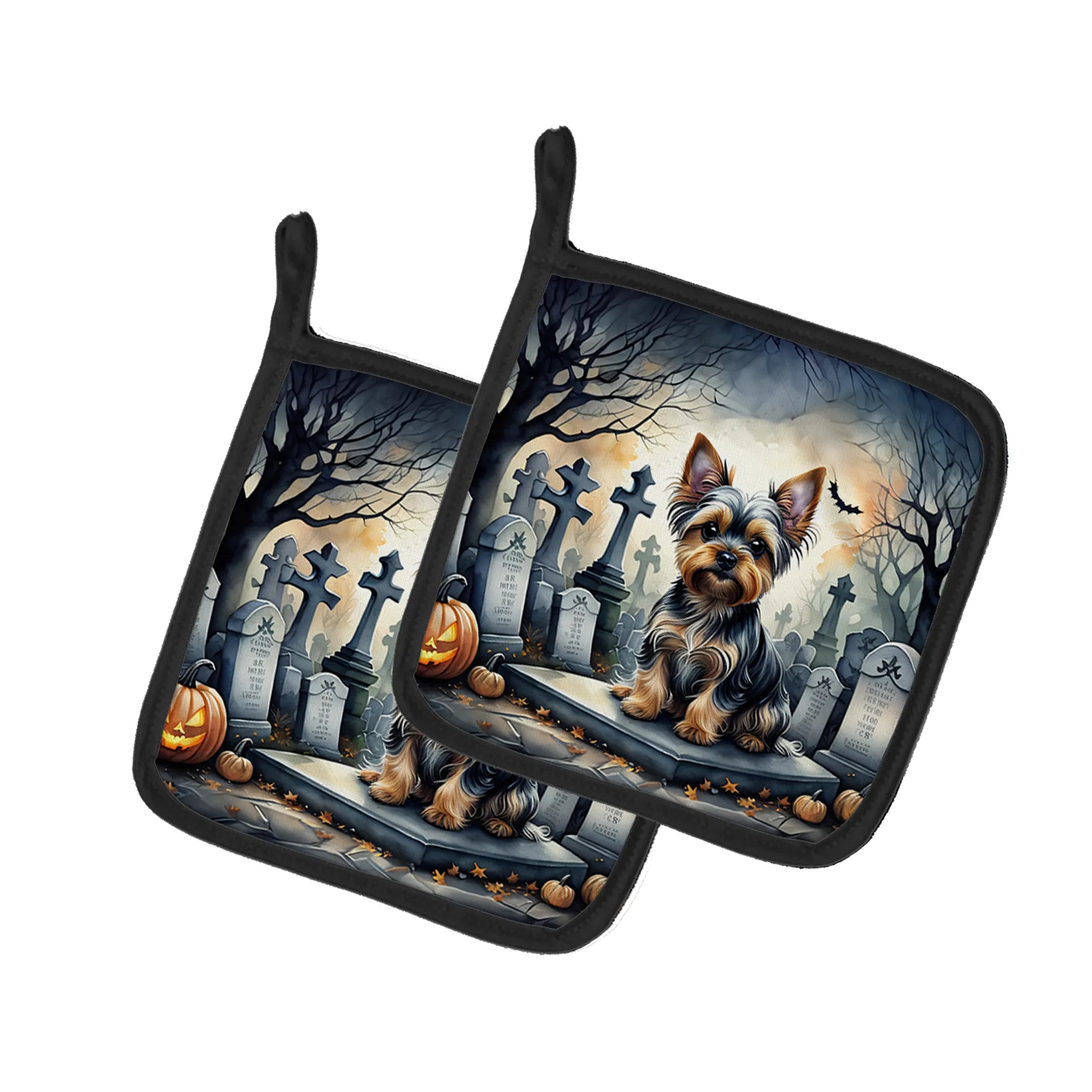 Spooky Halloween Pair of Pot Holders - Size: 7.5HX7.5W | Pack Of: 1 | Collection name: Spooky halloween
