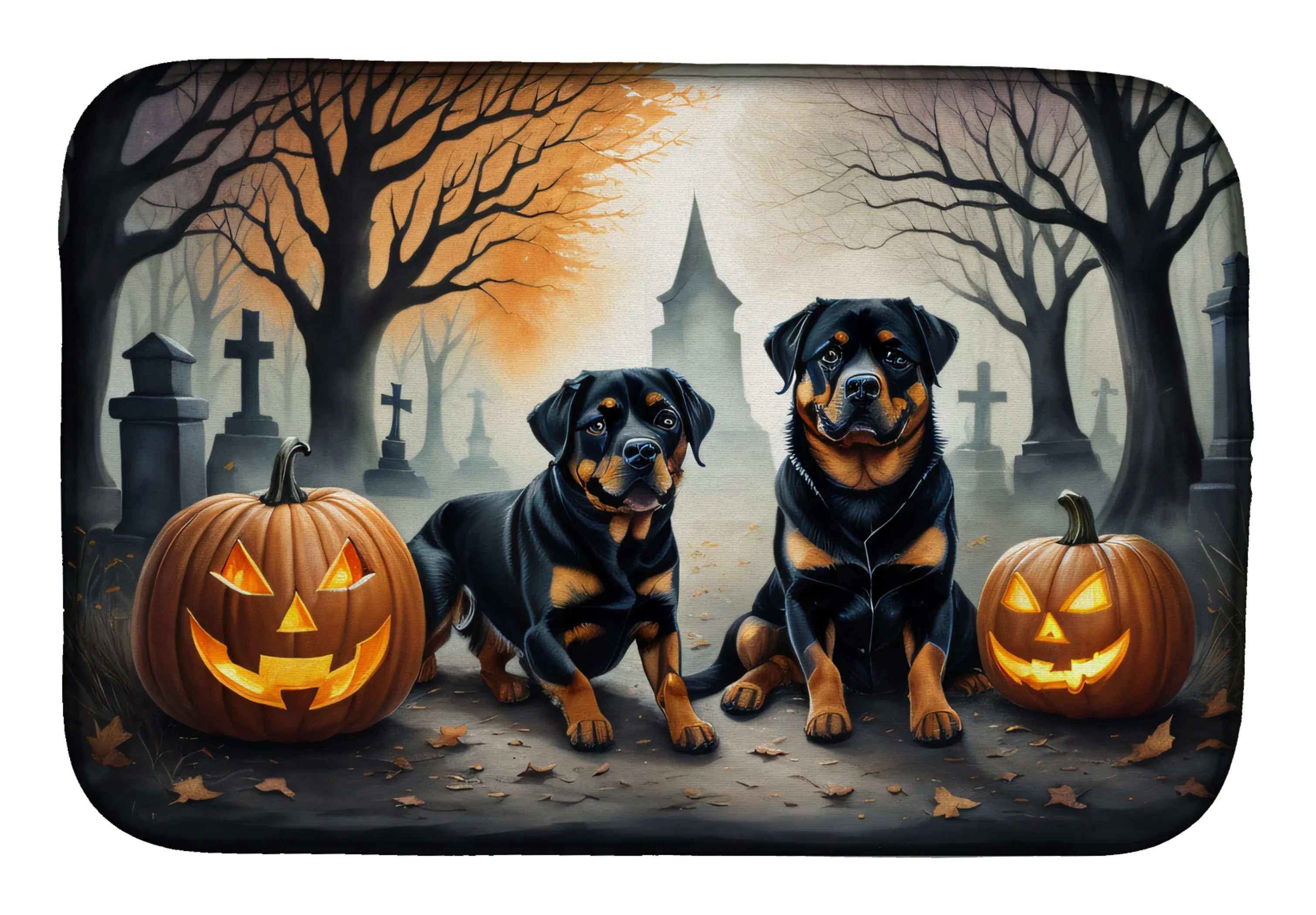 Spooky Halloween Dish Drying Mat - Size: 14  X 21" | Pack Of: 1 | Collection name: Spooky halloween