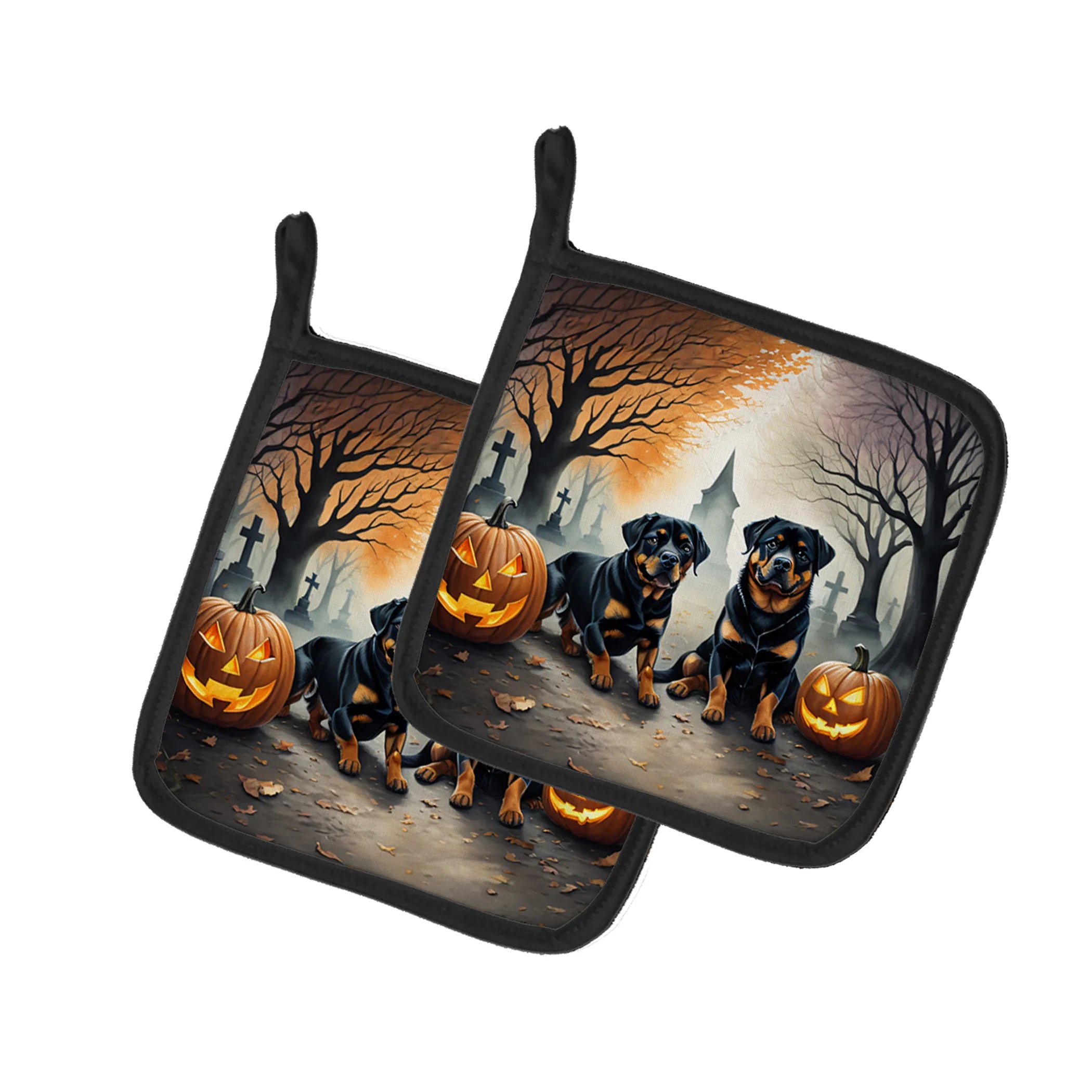 Spooky Halloween Pair of Pot Holders - Size: 7.5HX7.5W | Pack Of: 1 | Collection name: Spooky halloween