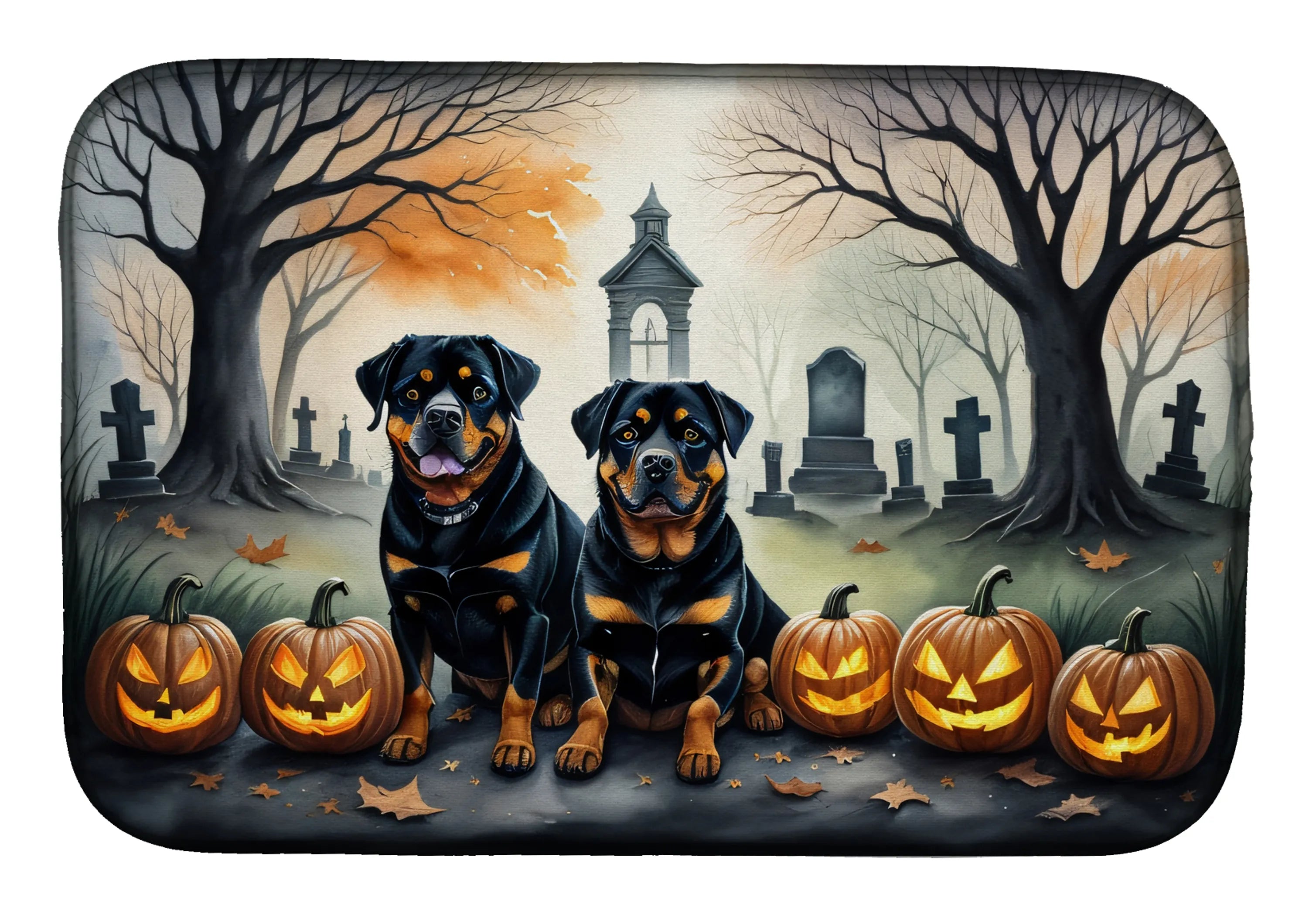 Spooky Halloween Dish Drying Mat - Size: 14  X 21" | Pack Of: 1 | Collection name: Spooky halloween