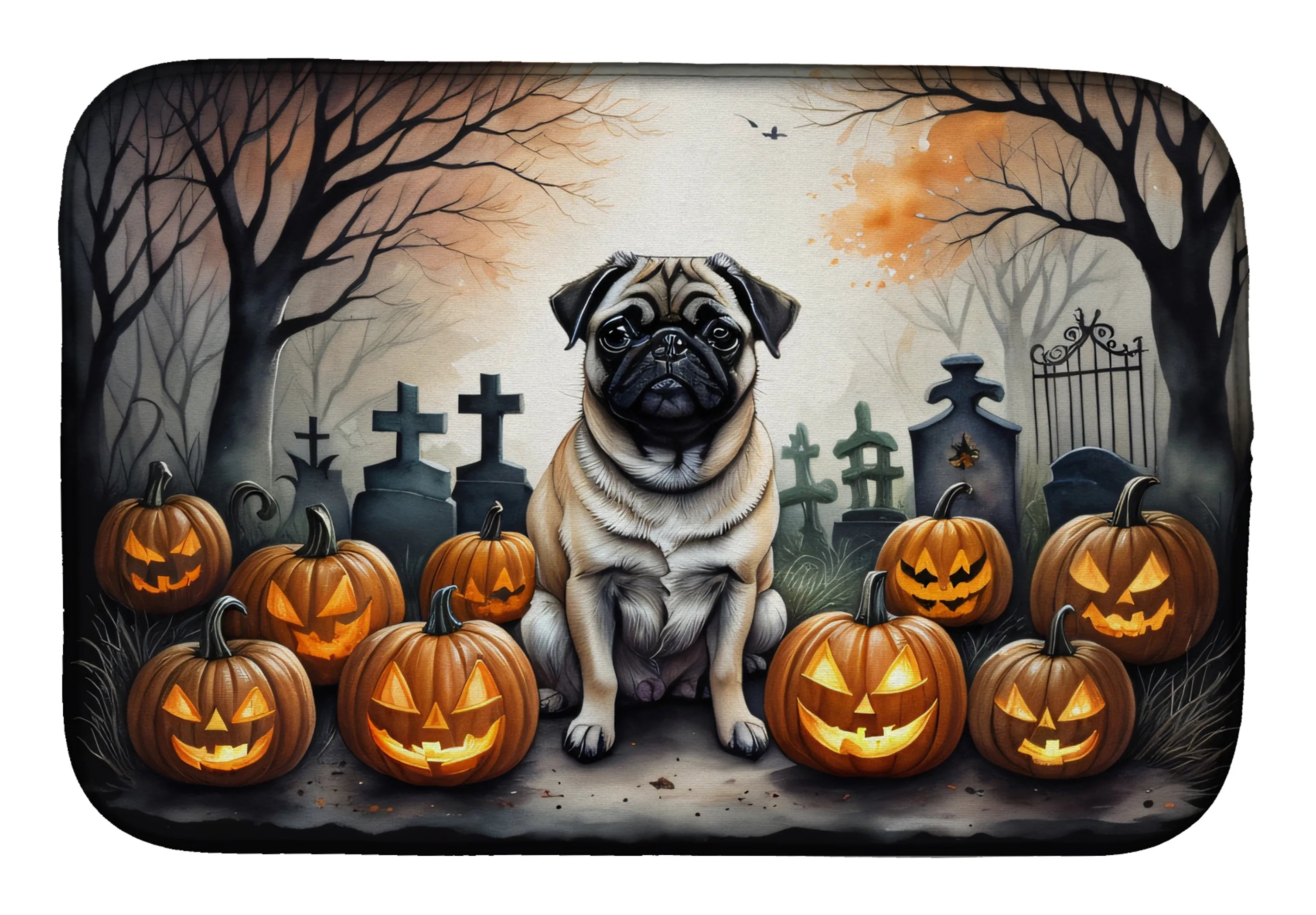 Spooky Halloween Dish Drying Mat - Size: 14  X 21" | Pack Of: 1 | Collection name: Spooky halloween
