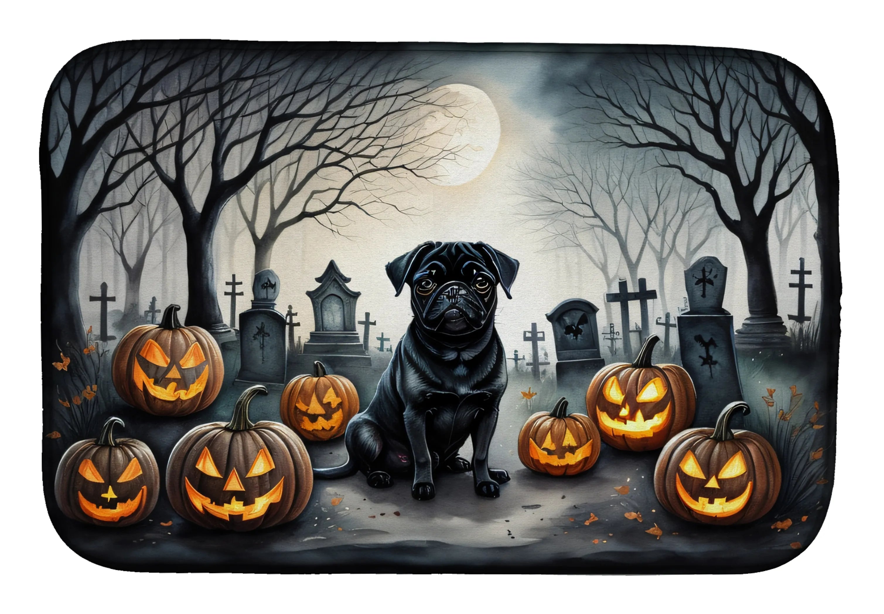 Spooky Halloween Dish Drying Mat - Size: 14  X 21" | Pack Of: 1 | Collection name: Spooky halloween