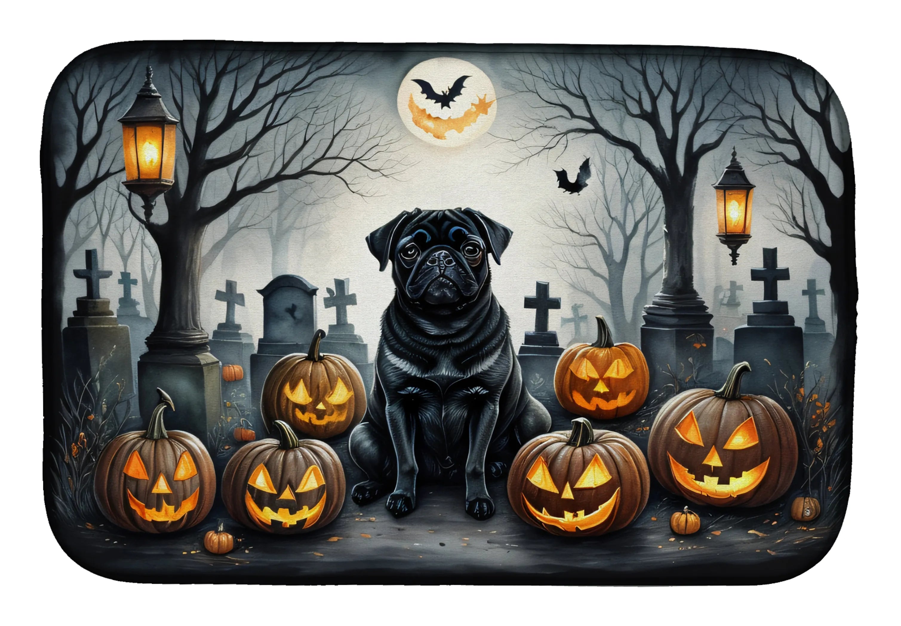 Spooky Halloween Dish Drying Mat - Size: 14  X 21" | Pack Of: 1 | Collection name: Spooky halloween