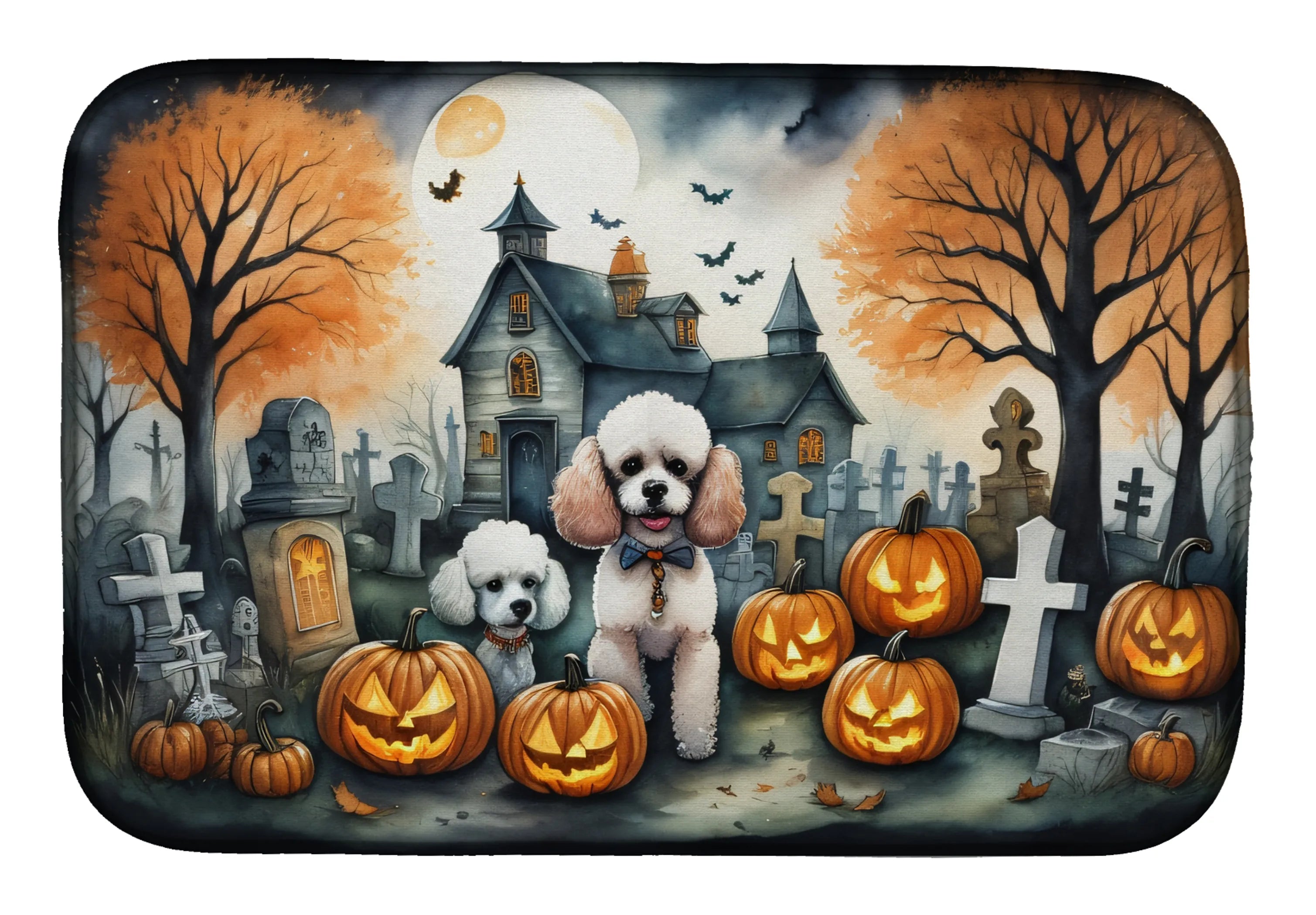 Spooky Halloween Dish Drying Mat - Size: 14  X 21" | Pack Of: 1 | Collection name: Spooky halloween