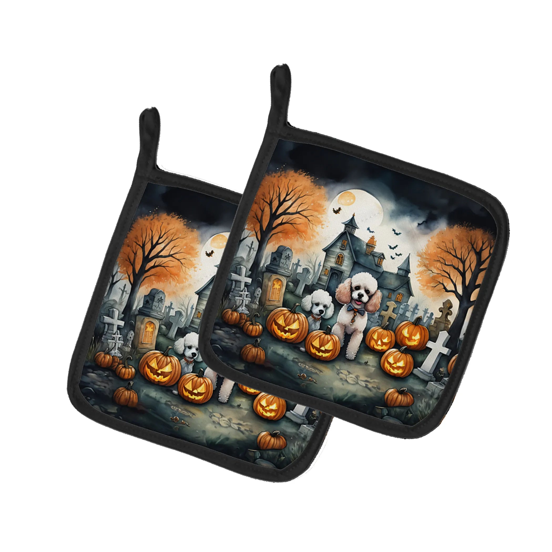 Spooky Halloween Pair of Pot Holders - Size: 7.5HX7.5W | Pack Of: 1 | Collection name: Spooky halloween