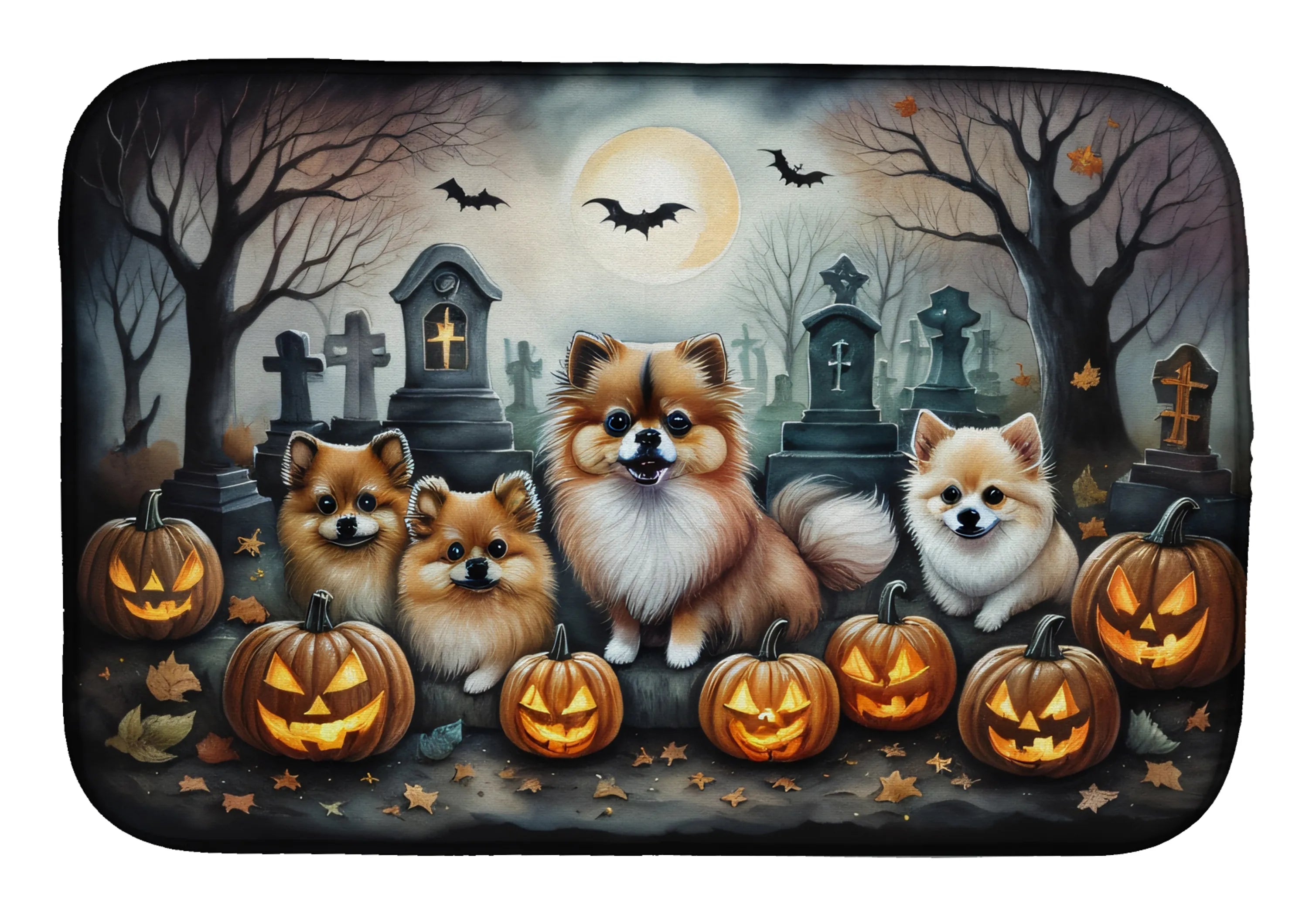 Spooky Halloween Dish Drying Mat - Size: 14  X 21" | Pack Of: 1 | Collection name: Spooky halloween