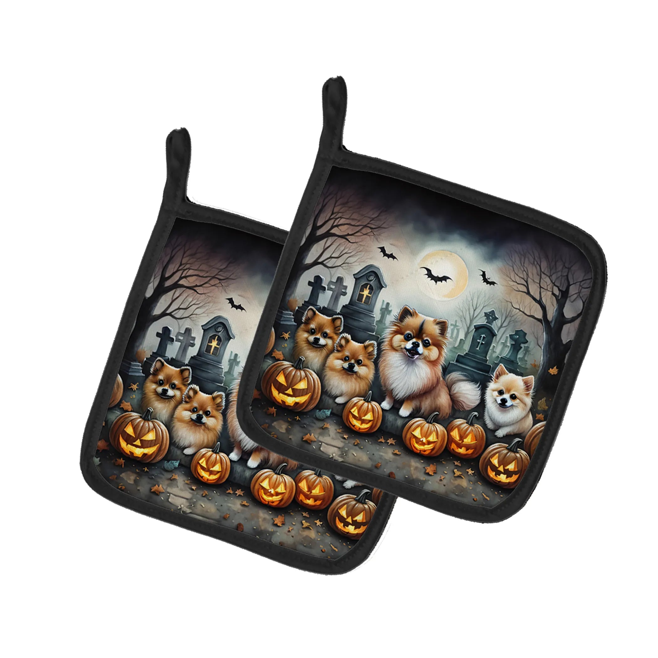 Spooky Halloween Pair of Pot Holders - Size: 7.5HX7.5W | Pack Of: 1 | Collection name: Spooky halloween
