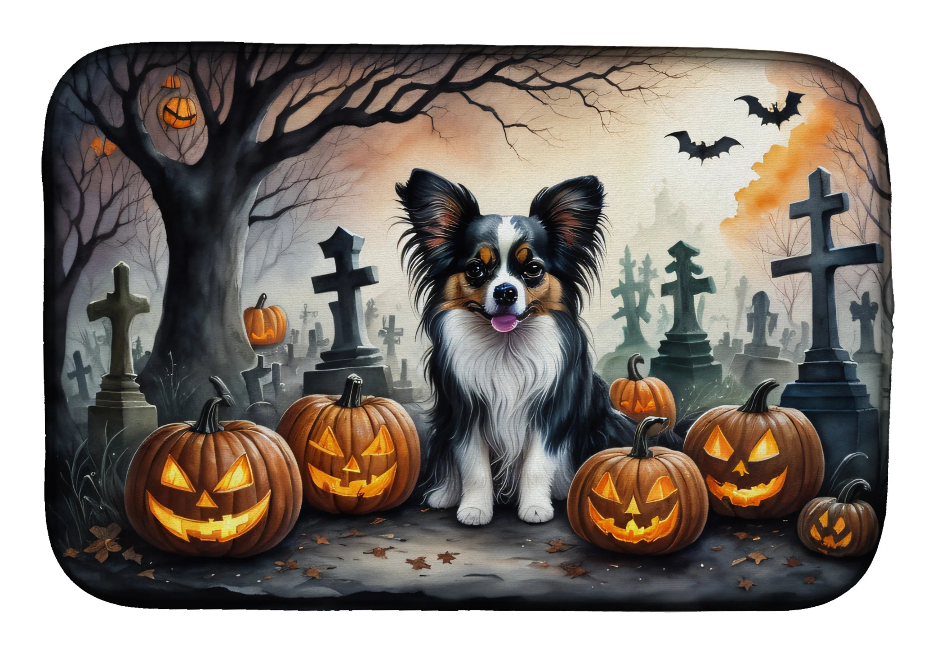 Spooky Halloween Dish Drying Mat - Size: 14  X 21" | Pack Of: 1 | Collection name: Spooky halloween