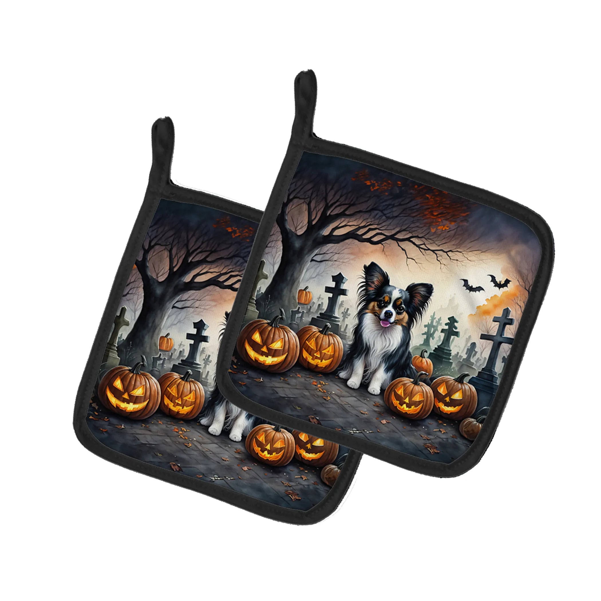 Spooky Halloween Pair of Pot Holders - Size: 7.5HX7.5W | Pack Of: 1 | Collection name: Spooky halloween